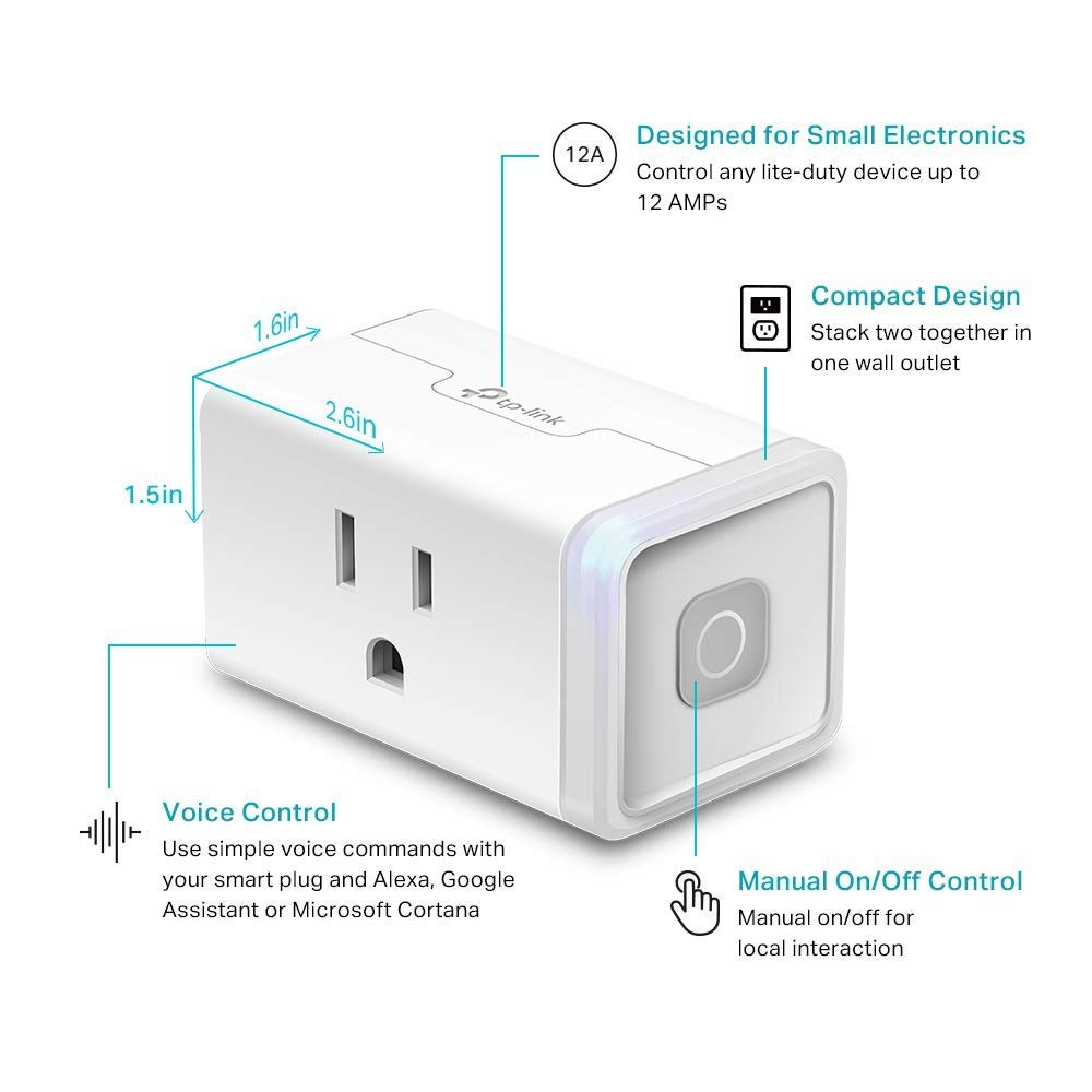 Kasa Smart Plug HS103P4, Smart Home Wi-Fi Outlet Works with Alexa, Echo, Google Home & IFTTT, No Hub Required, Remote Control, 15 Amp, UL Certified, 4-Pack, White 4 Kasa Smart Plug HS103P4, Smart Home Wi-Fi Outlet Works with Alexa, Echo, Google Home & IFTTT, No Hub Required, Remote Control, 15 Amp, UL Certified, 4-Pack, White - Image 4