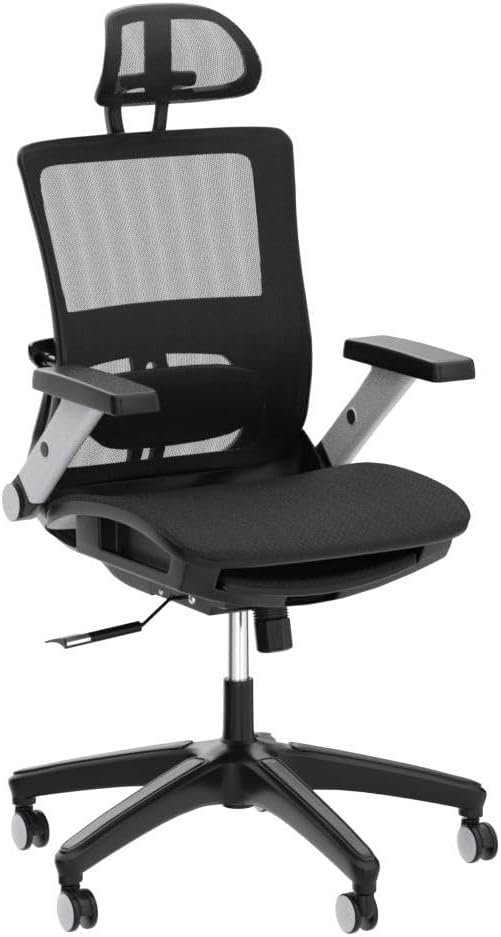COLAMY Ergonomic Mesh Office Chair with Footrest, High Back Computer Executive Desk Chair with Headrest and 4D Flip-up Armrests, Adjustable Tilt Lock and Lumbar Support-Black 6 COLAMY Ergonomic Mesh Office Chair with Footrest, High Back Computer Executive Desk Chair with Headrest and 4D Flip-up Armrests, Adjustable Tilt Lock and Lumbar Support-Black - Image 6