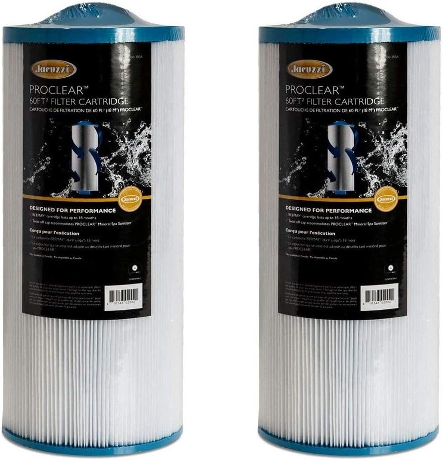 Jacuzzi 6000-383AJ Filter, 60 Sq Ft, J-300 Series 2002+ -ProClear II Compatibility for Clear, Pristine Hot Tub Waters & Equipment, Quality Filtration - 2 Pack