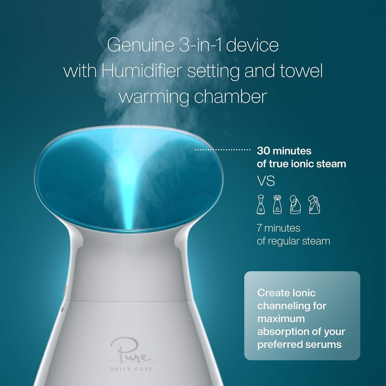 NanoSteamer Large 3-in-1 Nano Ionic Facial Steamer with Precise Temp Control - Humidifier - Unclogs Pores - Blackheads - Spa Quality - Bonus 5 Piece Stainless Steel Skin Kit (Teal) 3 NanoSteamer Large 3-in-1 Nano Ionic Facial Steamer with Precise Temp Control - Humidifier - Unclogs Pores - Blackheads - Spa Quality - Bonus 5 Piece Stainless Steel Skin Kit (Teal) - Image 3