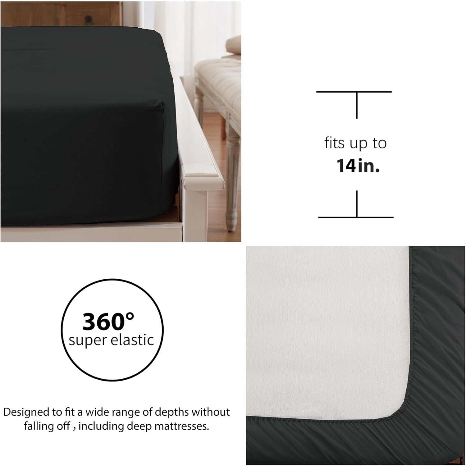 Anluoer Queen Comforter Set 7 Piece, Black Bed in a Bag with Sheets, Comforters Queen Size Bedding Sets with 1 Comforter , 2 Pillow Shams, 2 Pillowcases, 1 Flat Sheet ,1 Fitted Sheet 6 Anluoer Queen Comforter Set 7 Piece, Black Bed in a Bag with Sheets, Comforters Queen Size Bedding Sets with 1 Comforter , 2 Pillow Shams, 2 Pillowcases, 1 Flat Sheet ,1 Fitted Sheet - Image 6