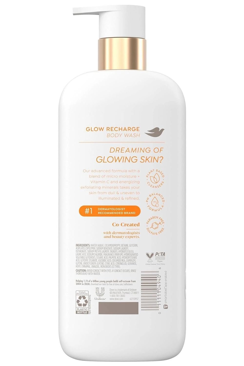 Dove Exfoliating Body Wash Glow Recharge Energizes & illuminates skin 3% brightening serum with vitamin C 18.5 oz 2 Dove Exfoliating Body Wash Glow Recharge Energizes & illuminates skin 3% brightening serum with vitamin C 18.5 oz - Image 2