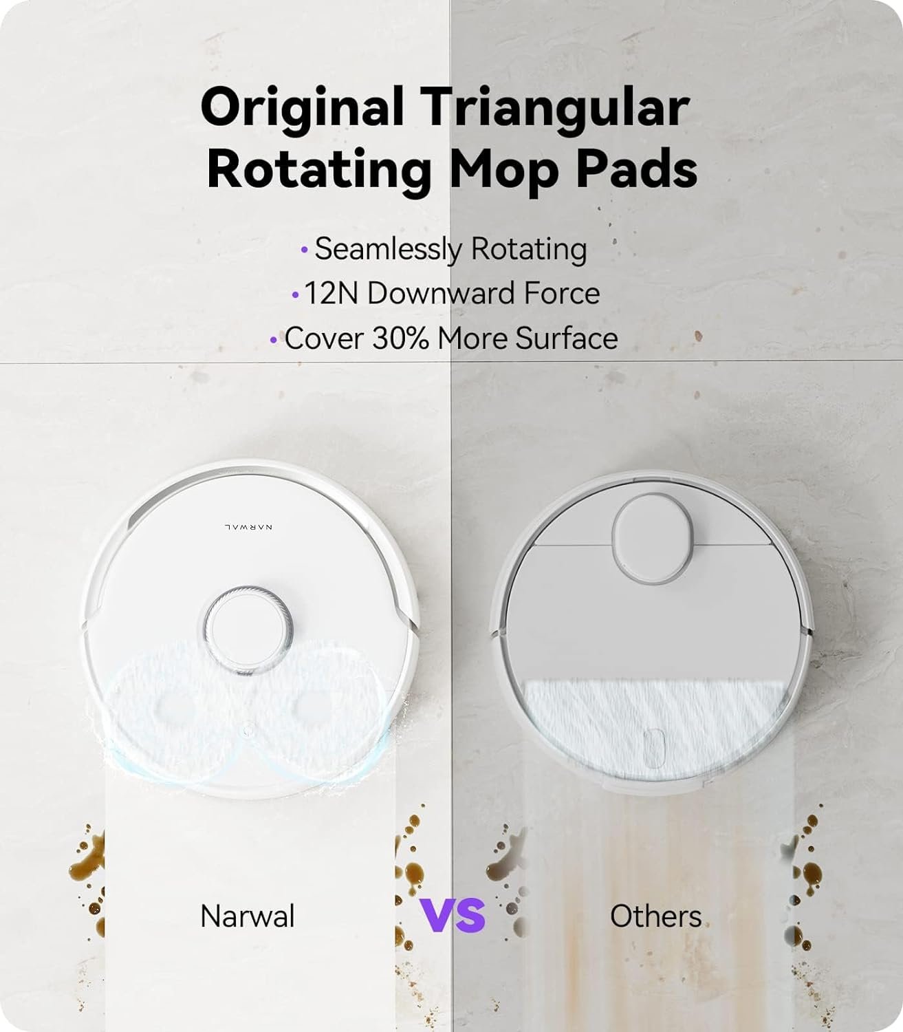 NARWAL Freo Robot Vacuum and Mop Comb, Washing & Drying, Dirt Sense Ultra Clean, Auto Add Cleaner, LCD Display, Smart Swing, Arcuate-Route, WiFi, APP Control, White 5 NARWAL Freo Robot Vacuum and Mop Comb, Washing & Drying, Dirt Sense Ultra Clean, Auto Add Cleaner, LCD Display, Smart Swing, Arcuate-Route, WiFi, APP Control, White - Image 5