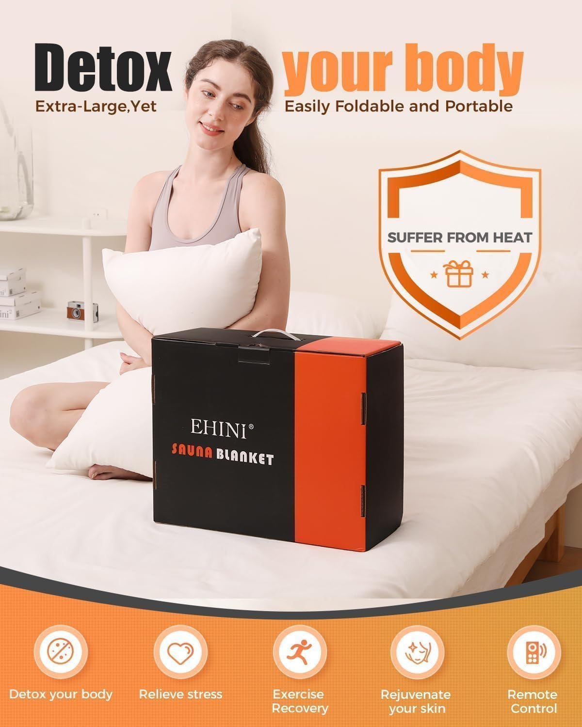 Infrared Sauna Blanket-Sauna Blanket for Home Use, Portable Design for Relaxation and Detoxification Highest 176℉, 20-60 Minutes Timer, 6 ft x 2.65 ft 5 Infrared Sauna Blanket-Sauna Blanket for Home Use, Portable Design for Relaxation and Detoxification Highest 176℉, 20-60 Minutes Timer, 6 ft x 2.65 ft - Image 5