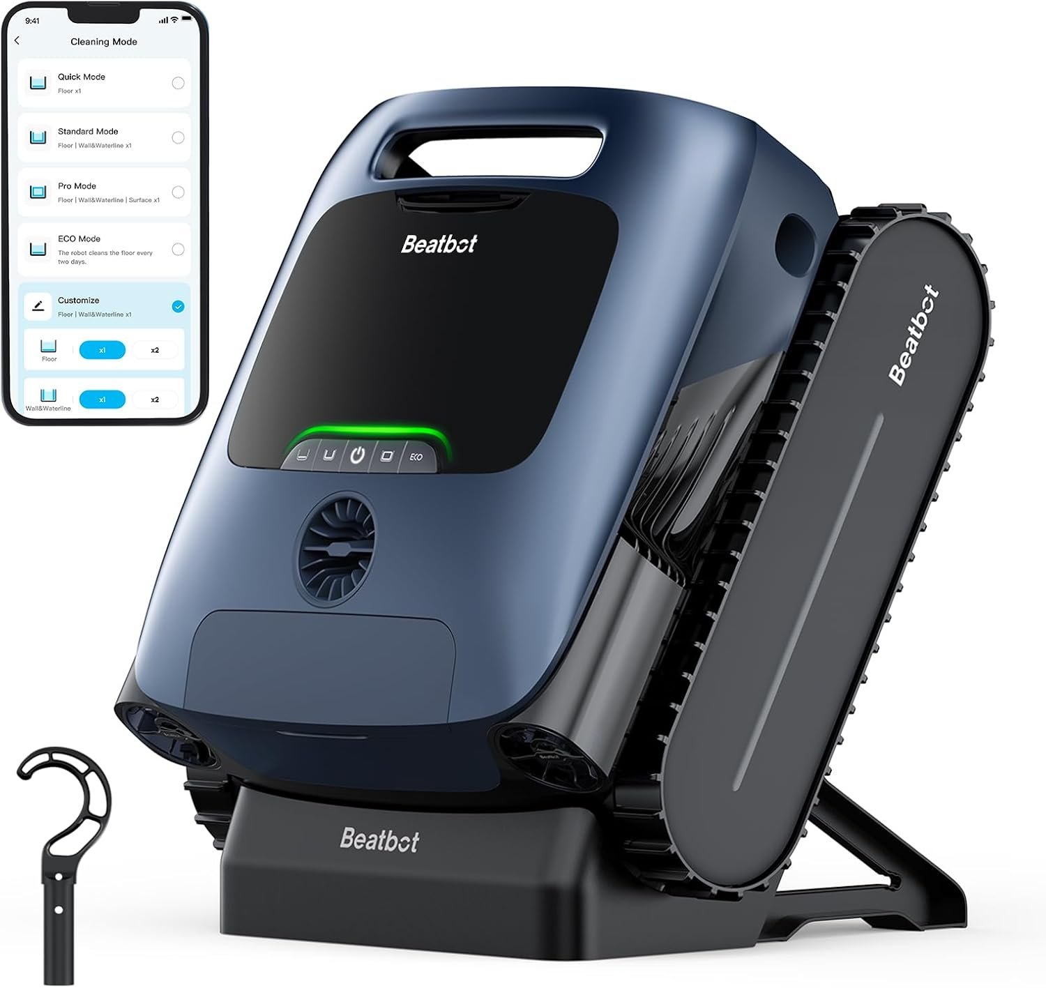 Beatbot AquaSense Pro Pool Robot Vacuum, 5-in-1 Comprehensive Cleaning, Intelligent Surface Parking, Clarifies Water, Skims Water Surface, Ideal for Inground Pool up to 3,299 Sq.ft - Navy Blue