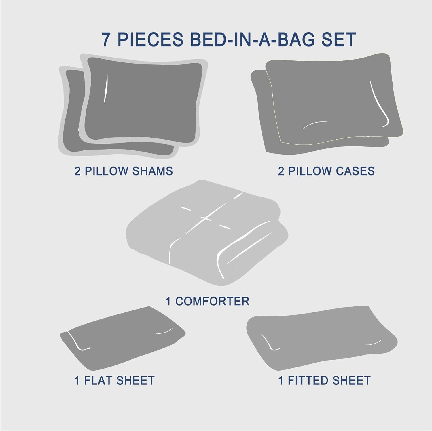 Anluoer Queen Comforter Set 7 Piece, Black Bed in a Bag with Sheets, Comforters Queen Size Bedding Sets with 1 Comforter , 2 Pillow Shams, 2 Pillowcases, 1 Flat Sheet ,1 Fitted Sheet 7 Anluoer Queen Comforter Set 7 Piece, Black Bed in a Bag with Sheets, Comforters Queen Size Bedding Sets with 1 Comforter , 2 Pillow Shams, 2 Pillowcases, 1 Flat Sheet ,1 Fitted Sheet - Image 7