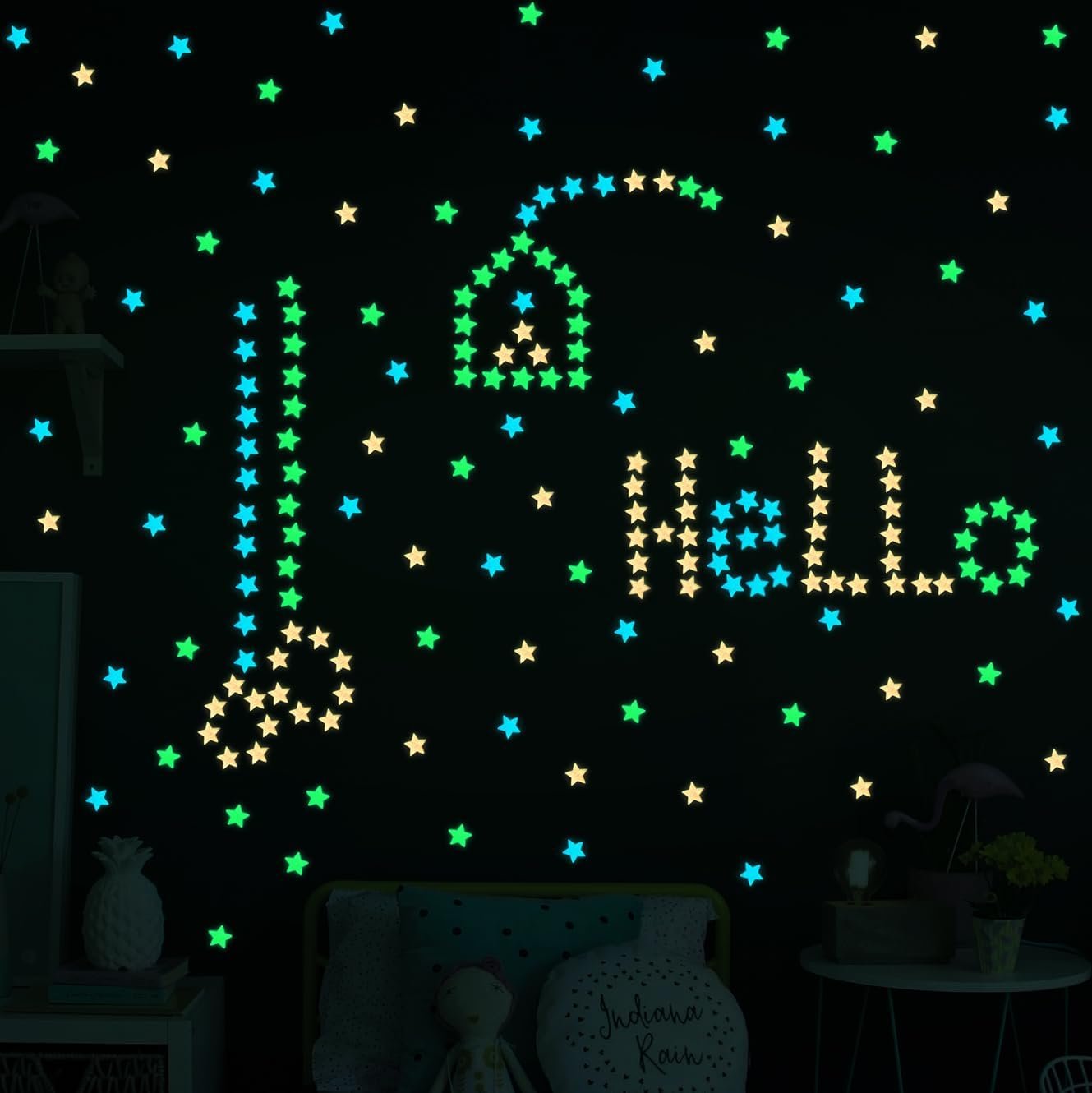 AM AMAONM 100 Pcs Colorful Glow in The Dark Luminous Stars Fluorescent Noctilucent Plastic Wall Stickers Murals Decals for Home Art Decor Ceiling Wall Decorate Kids Babys Bedroom Room Decorations 5 AM AMAONM 100 Pcs Colorful Glow in The Dark Luminous Stars Fluorescent Noctilucent Plastic Wall Stickers Murals Decals for Home Art Decor Ceiling Wall Decorate Kids Babys Bedroom Room Decorations - Image 5