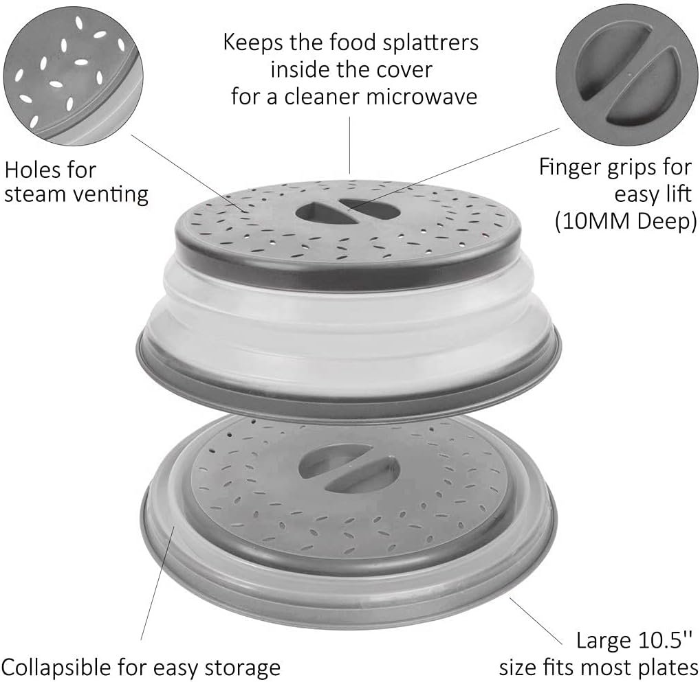 Thermoplastic Rubber Microwave Splatter Cover,Microwave Cover for Food Fruit Drainer,BPA-Free Dishwasher Safe 10.5 inch (GREY) 6 Thermoplastic Rubber Microwave Splatter Cover,Microwave Cover for Food Fruit Drainer,BPA-Free Dishwasher Safe 10.5 inch (GREY) - Image 6