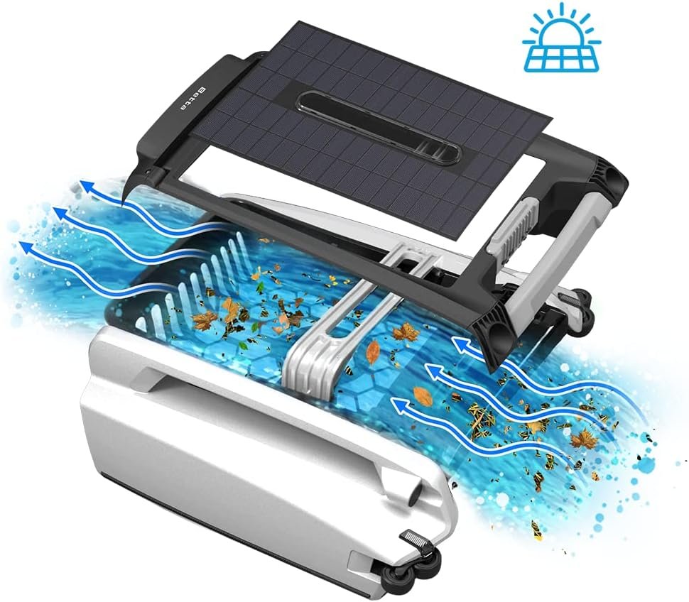 Betta SE Solar Powered Automatic Robotic Pool Surface Skimmer Cleaner with 30-Hour Continuous Cleaning Battery Power and Re-Engineered Twin Salt Chlorine Tolerant Motors (White) 9 Betta SE Solar Powered Automatic Robotic Pool Surface Skimmer Cleaner with 30-Hour Continuous Cleaning Battery Power and Re-Engineered Twin Salt Chlorine Tolerant Motors (White) - Image 9