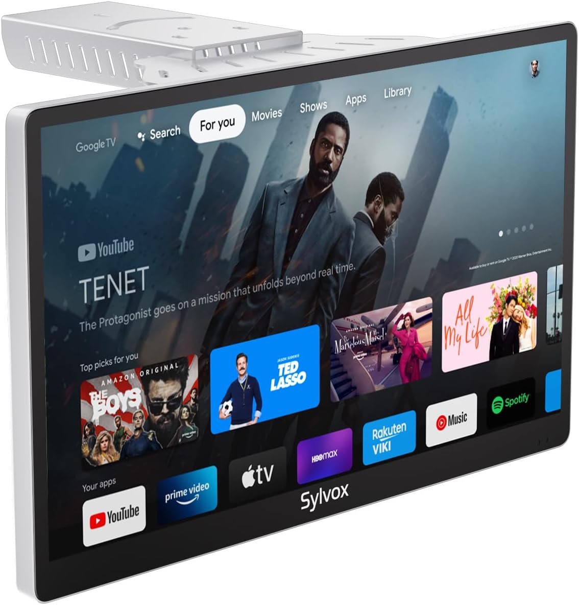 SYLVOX Kitchen TV, Small Smart TV for Kitchen, 15.6 inch 1080P Full HD Under Cabinet TVs, Google Smart Television with Voice Remote Control WiFi Bluetooth Chromecast 2 Speakers, Compact & Foldable