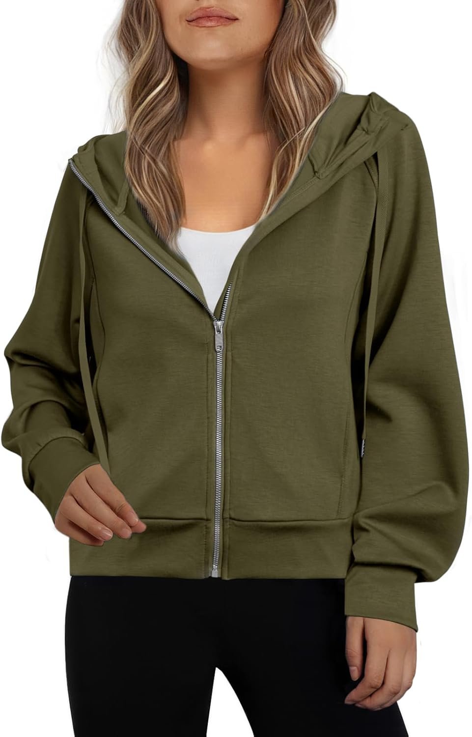 Glamaker Womens Zip Up Sweatshirt Casual Lightweight Hoodies Hooded Workout Jackets Fall Outfits 2024 with Pockets