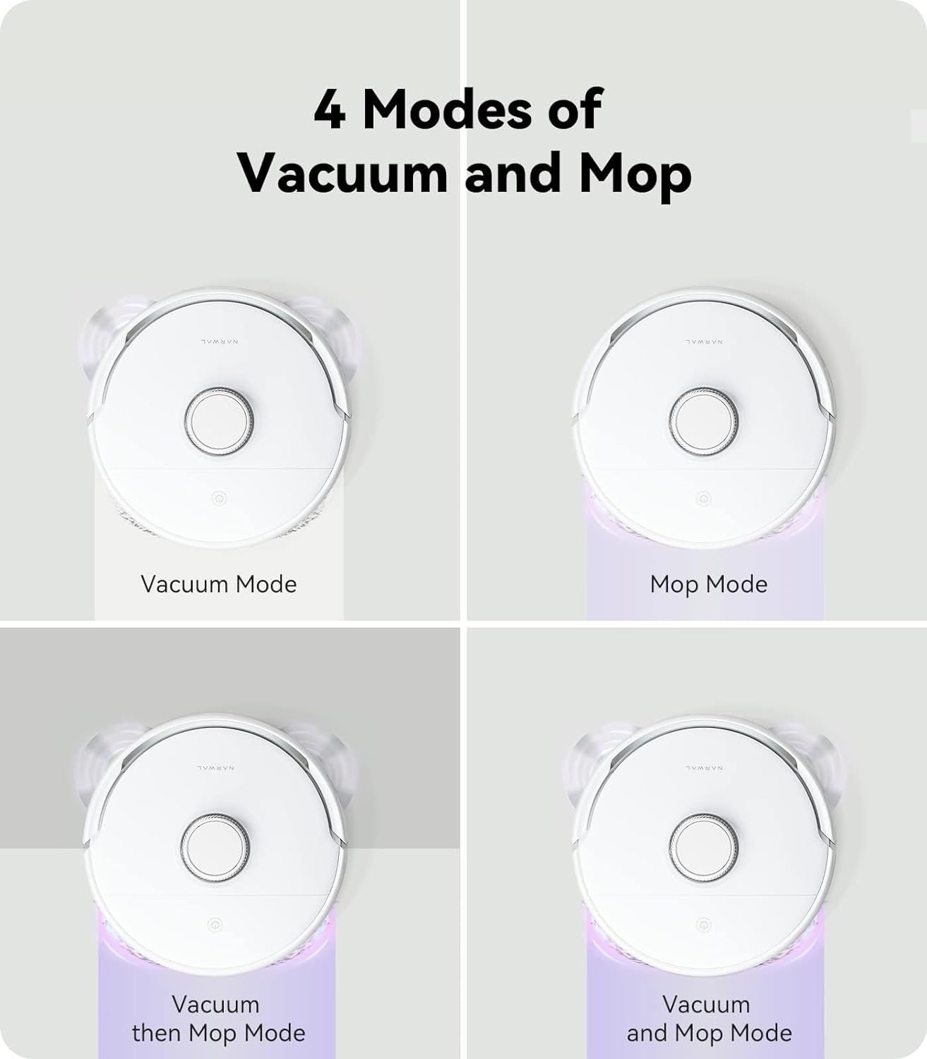 NARWAL Freo Robot Vacuum and Mop Comb, Washing & Drying, Dirt Sense Ultra Clean, Auto Add Cleaner, LCD Display, Smart Swing, Arcuate-Route, WiFi, APP Control, White 7 NARWAL Freo Robot Vacuum and Mop Comb, Washing & Drying, Dirt Sense Ultra Clean, Auto Add Cleaner, LCD Display, Smart Swing, Arcuate-Route, WiFi, APP Control, White - Image 7