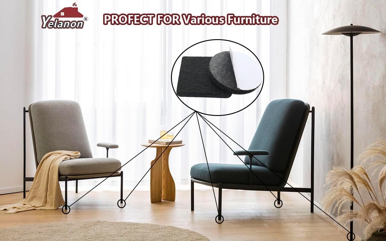 Yelanon Felt Furniture Pads -182 Pcs Premium Felt Pads for Chair Legs Furniture, Floor Protectors for Hardwood Floors, Black 6 Yelanon Felt Furniture Pads -182 Pcs Premium Felt Pads for Chair Legs Furniture, Floor Protectors for Hardwood Floors, Black - Image 6