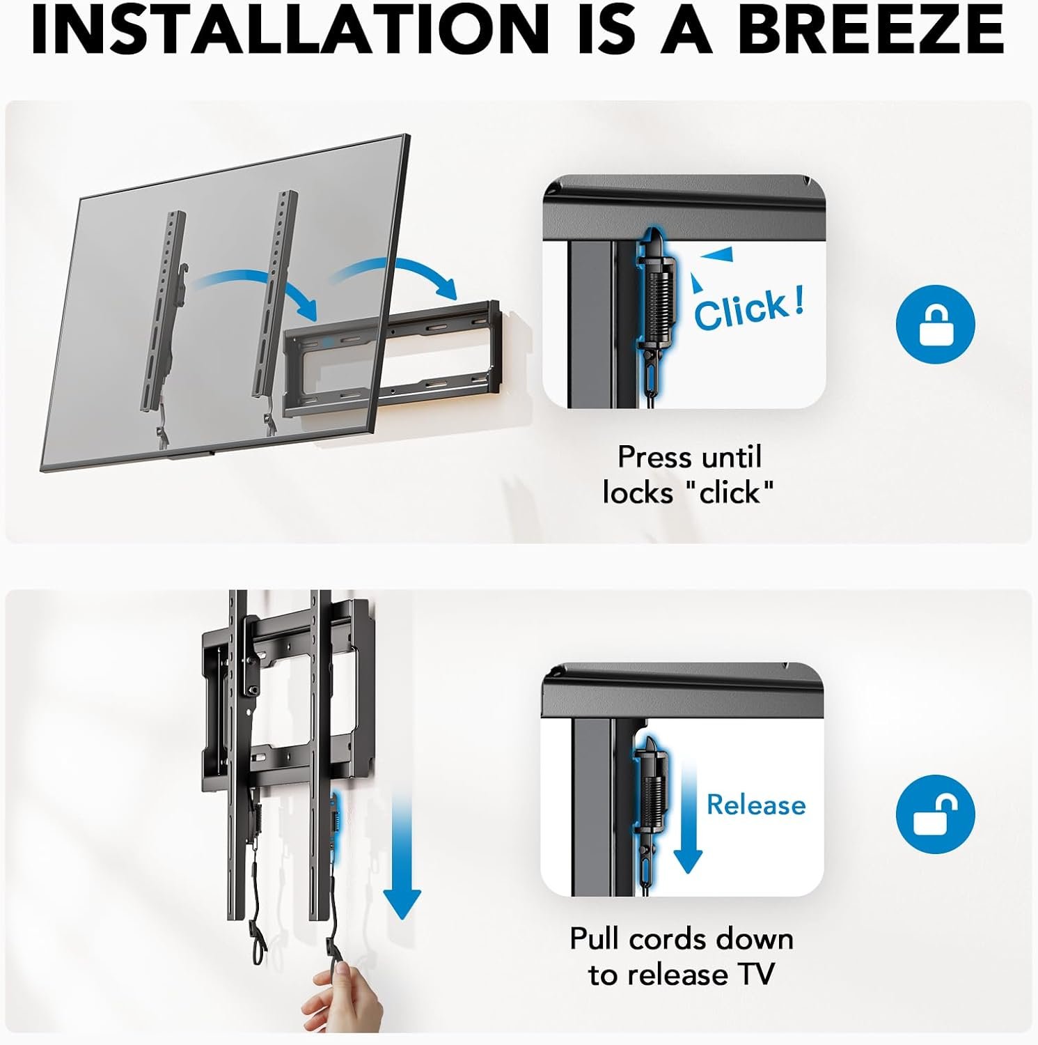 Pipishell UL Listed Tilt TV Wall Mount Bracket Low Profile for Most 23-55 Inch LED LCD OLED 4K Flat Curved TVs up to 99lbs Max VESA 400x400mm, 8° Tilting for Anti-Glaring, Fits 8-16 inch Wood Stud 3 Pipishell UL Listed Tilt TV Wall Mount Bracket Low Profile for Most 23-55 Inch LED LCD OLED 4K Flat Curved TVs up to 99lbs Max VESA 400x400mm, 8° Tilting for Anti-Glaring, Fits 8-16 inch Wood Stud - Image 3