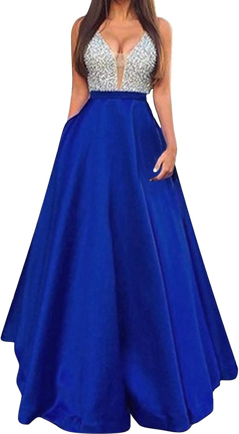 Women's Satin Bridesmaid Dresses Women Sleeveless V Neck Wedding Dress Elegant Party Evening Slim Maxi Dresses