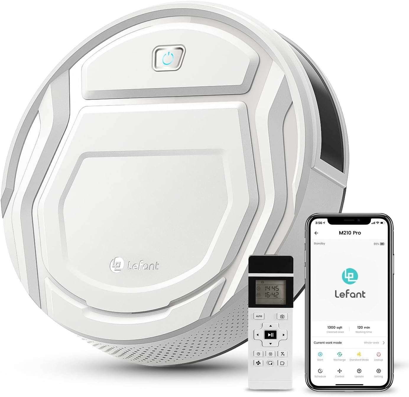 Lefant Robot Vacuum with Remote- Super Thin, Powerful Suction, Quiet,120 Mins Runtime, Self-Charging Robotic Vacuum Cleaner, APP/Voice/WiFi/Alexa Control, Ideal for Pet Hair and Hard Floor