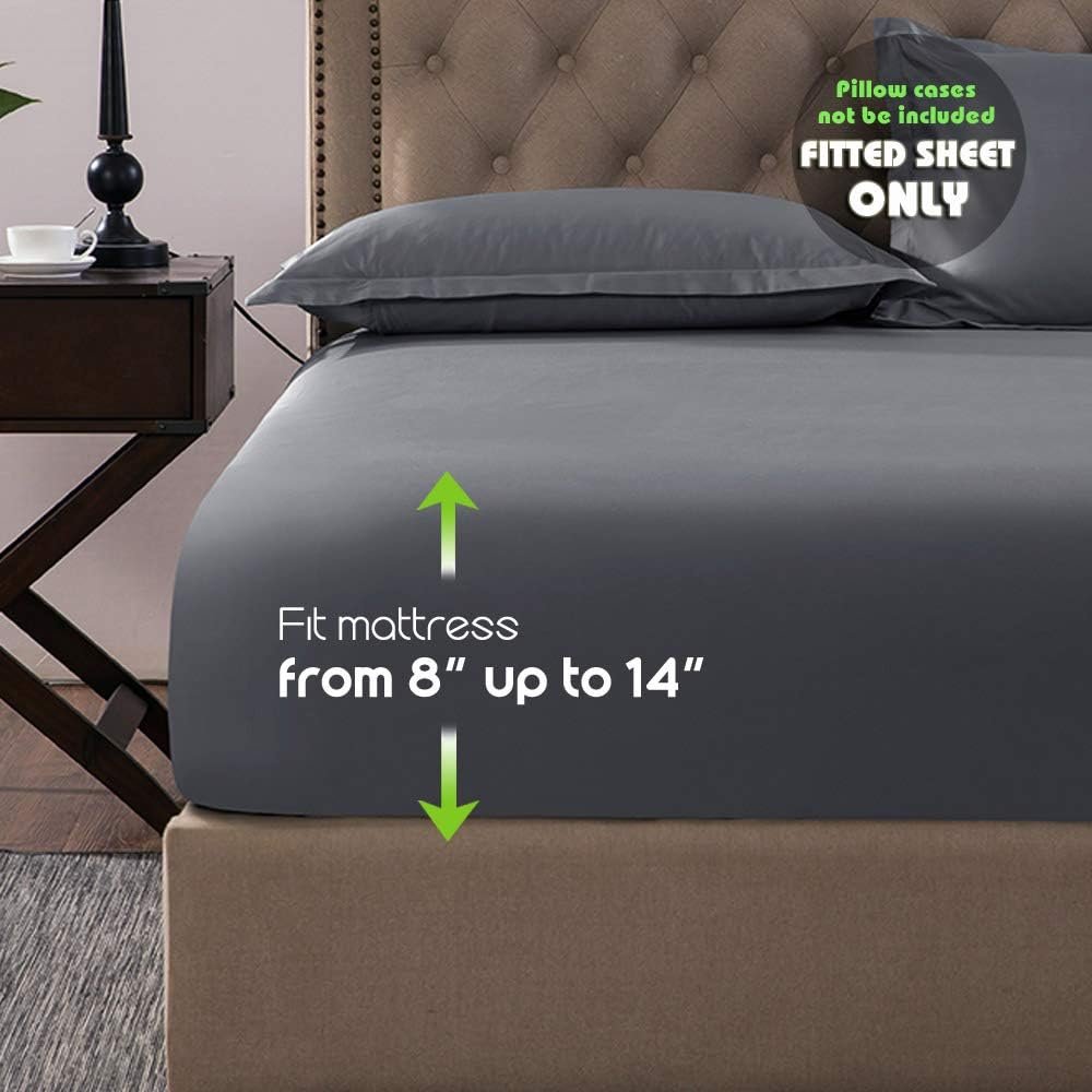 Fitted Sheet- COSMOPLUS Queen Fitted Sheet Only(No Flat Sheet or Pillow Shams),4 Way Stretch Micro-Knit,Snug Fit,Wrinkle Free,for Standard Mattress and Air Bed Mattress from 8” Up to 14”,Gray 5 Fitted Sheet- COSMOPLUS Queen Fitted Sheet Only(No Flat Sheet or Pillow Shams),4 Way Stretch Micro-Knit,Snug Fit,Wrinkle Free,for Standard Mattress and Air Bed Mattress from 8” Up to 14”,Gray - Image 5