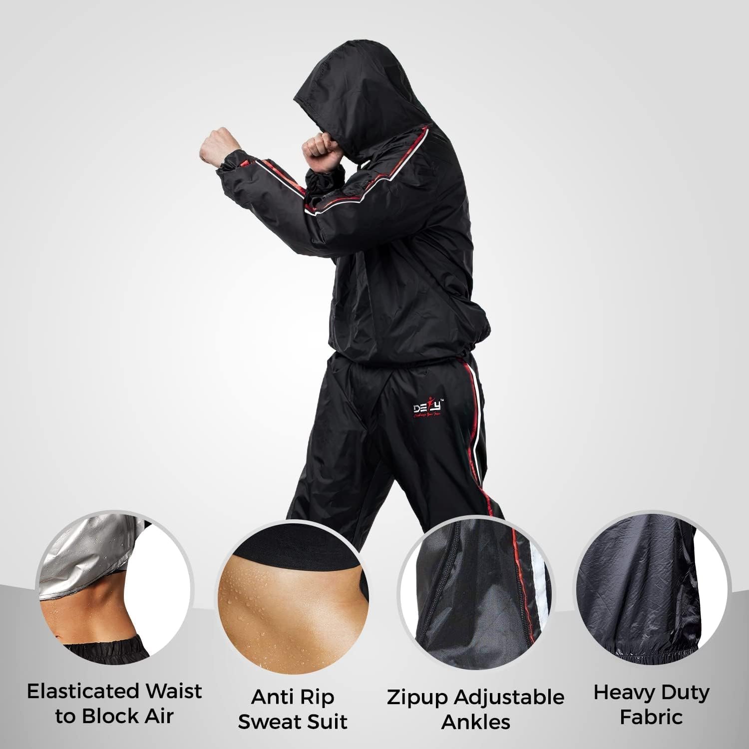 DEFY Heavy Duty Sauna Suit for Weight Loss Full Body Wrap Hoodie Men Women Anti-Rip Sweat suit Gym Workout Exercise Gear 2 DEFY Heavy Duty Sauna Suit for Weight Loss Full Body Wrap Hoodie Men Women Anti-Rip Sweat suit Gym Workout Exercise Gear - Image 2