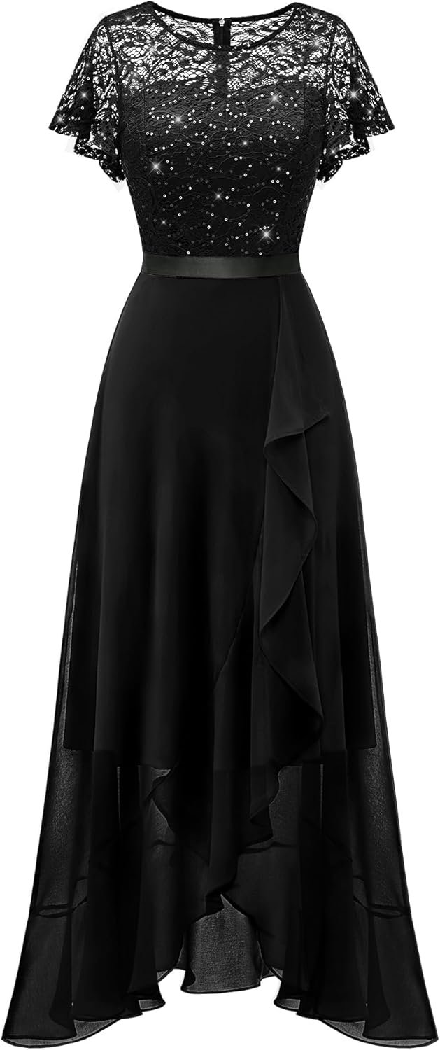 BeryLove Formal Dresses for Women 2025 Wedding Guest with Slit Cocktail Elegant Lace Long Prom Dress