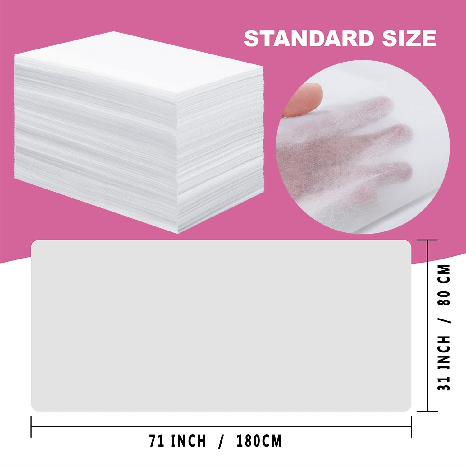 Disposable Bed Sheets 100 Pcs 31" x 71" Massage Table Sheets Non Woven Fabric SPA Bed Cover Breathable for Massage Beauty Tattoos(White) 4 Disposable Bed Sheets 100 Pcs 31" x 71" Massage Table Sheets Non Woven Fabric SPA Bed Cover Breathable for Massage Beauty Tattoos(White) - Image 4