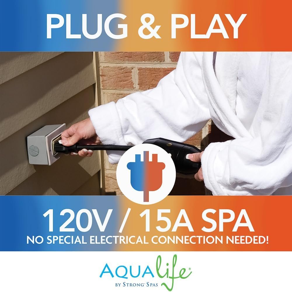 Inland 6 Person Indoor Outdoor Hot Tub, Plug & Play Spa, 24 Jets, LED Lighting System, Insulated Spa Cover, Made in USA, Aqualife by Strong Spas 9 Inland 6 Person Indoor Outdoor Hot Tub, Plug & Play Spa, 24 Jets, LED Lighting System, Insulated Spa Cover, Made in USA, Aqualife by Strong Spas - Image 9