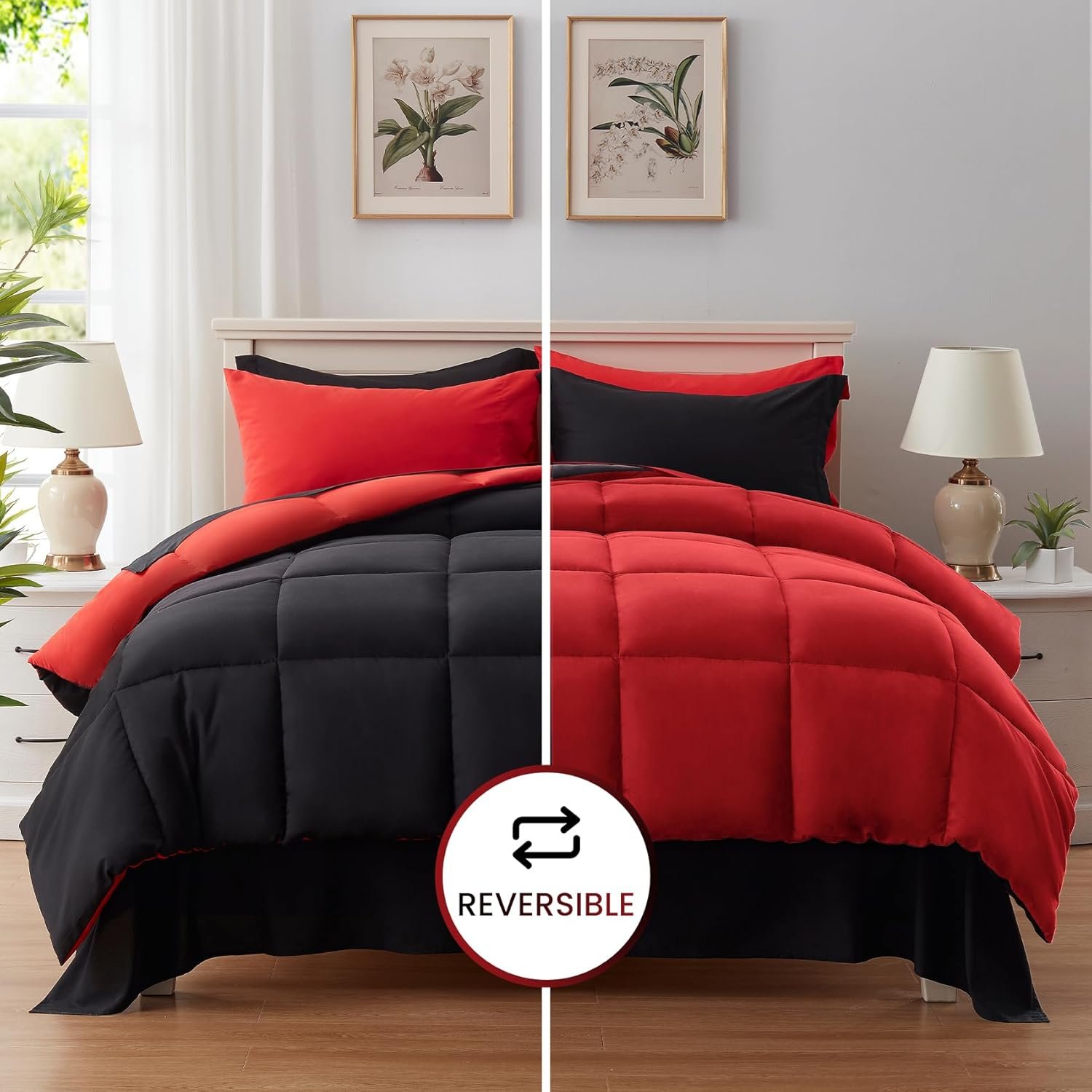 Anluoer Queen Comforter Set 7 Piece, Black Bed in a Bag with Sheets, Comforters Queen Size Bedding Sets with 1 Comforter , 2 Pillow Shams, 2 Pillowcases, 1 Flat Sheet ,1 Fitted Sheet 2 Anluoer Queen Comforter Set 7 Piece, Black Bed in a Bag with Sheets, Comforters Queen Size Bedding Sets with 1 Comforter , 2 Pillow Shams, 2 Pillowcases, 1 Flat Sheet ,1 Fitted Sheet - Image 2