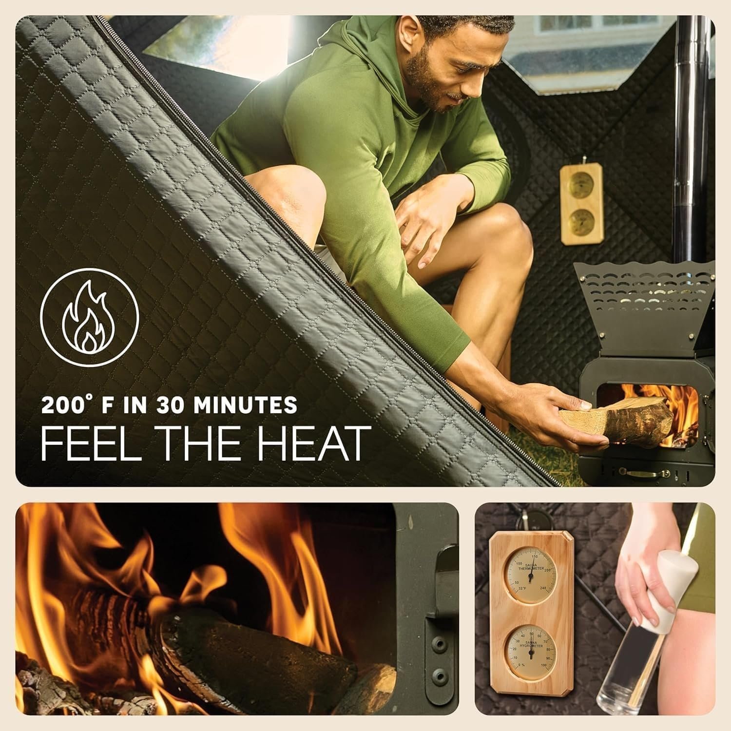 Lifepro ZenZone Outdoor Sauna Tent – Portable Wood Burning with Stove – 4 Person Steam & Dry Sauna for Camping, Backyard, Home Gym – Heavy Duty Oxford Cloth & Carbon Steel Stove 5 Lifepro ZenZone Outdoor Sauna Tent – Portable Wood Burning with Stove – 4 Person Steam & Dry Sauna for Camping, Backyard, Home Gym – Heavy Duty Oxford Cloth & Carbon Steel Stove - Image 5
