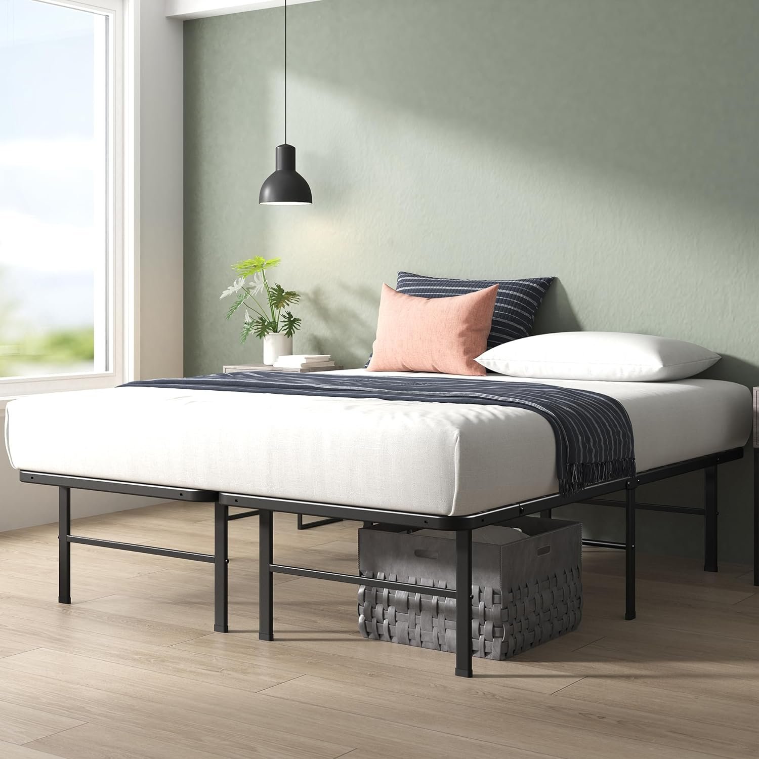 ZINUS Rumi 14in Easy SmartBase Mattress Foundation, Sturdy Metal Bed Frame, No Box Spring Needed, Eco Friendly Packaging, King 3 ZINUS Rumi 14in Easy SmartBase Mattress Foundation, Sturdy Metal Bed Frame, No Box Spring Needed, Eco Friendly Packaging, King - Image 3