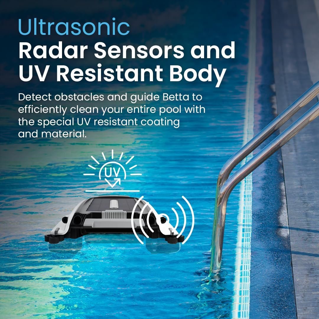 Betta SE Solar Powered Automatic Robotic Pool Surface Skimmer Cleaner with 30-Hour Continuous Cleaning Battery Power and Re-Engineered Twin Salt Chlorine Tolerant Motors (White) 7 Betta SE Solar Powered Automatic Robotic Pool Surface Skimmer Cleaner with 30-Hour Continuous Cleaning Battery Power and Re-Engineered Twin Salt Chlorine Tolerant Motors (White) - Image 7