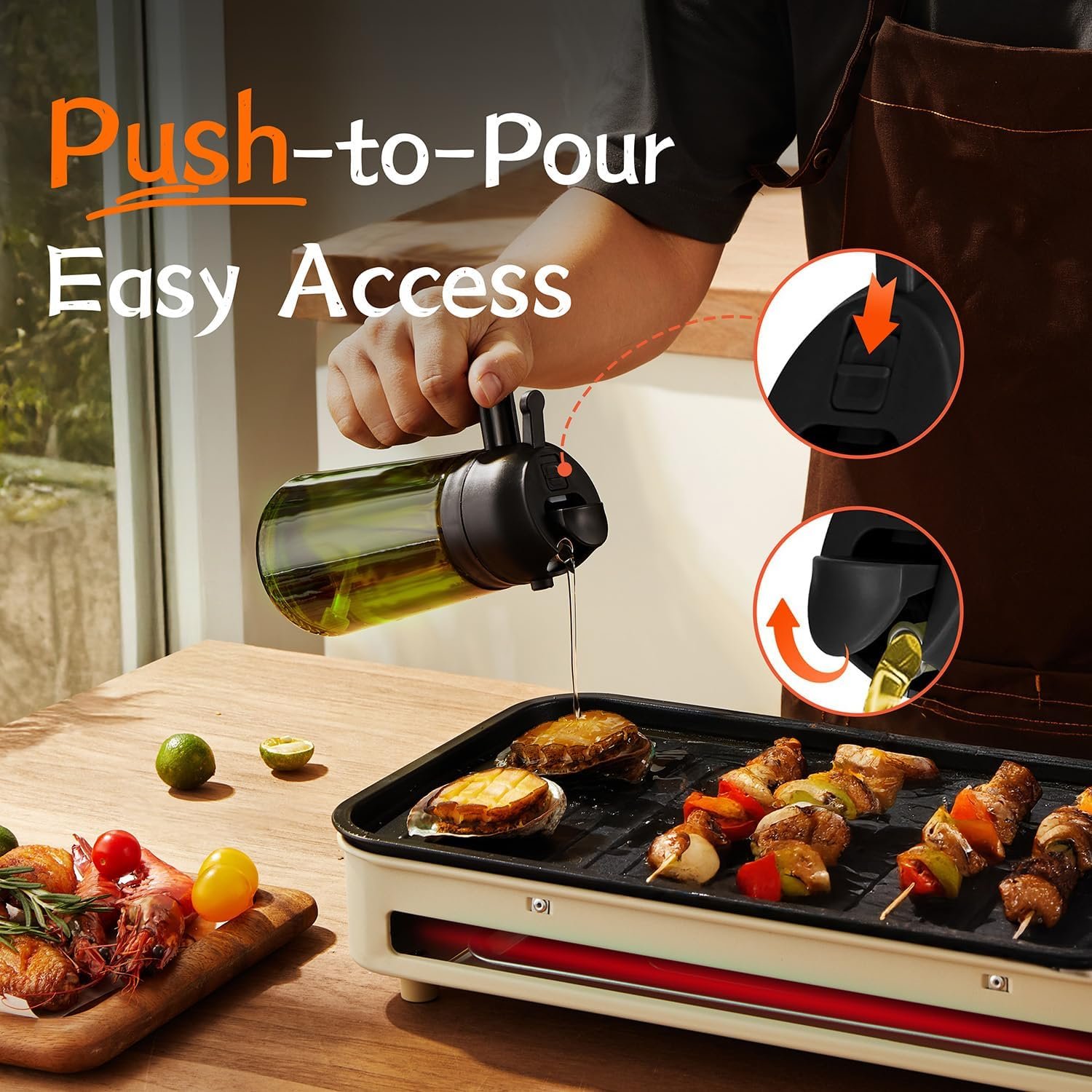 TrendPlain - Original 16oz/470ml Olive Oil Dispenser Bottle for Kitchen Gadgets and Air Fryer Accessories - Olive Oil Sprayer for Cooking w/Stickers (Light Blockage) - Black 5 TrendPlain - Original 16oz/470ml Olive Oil Dispenser Bottle for Kitchen Gadgets and Air Fryer Accessories - Olive Oil Sprayer for Cooking w/Stickers (Light Blockage) - Black - Image 5