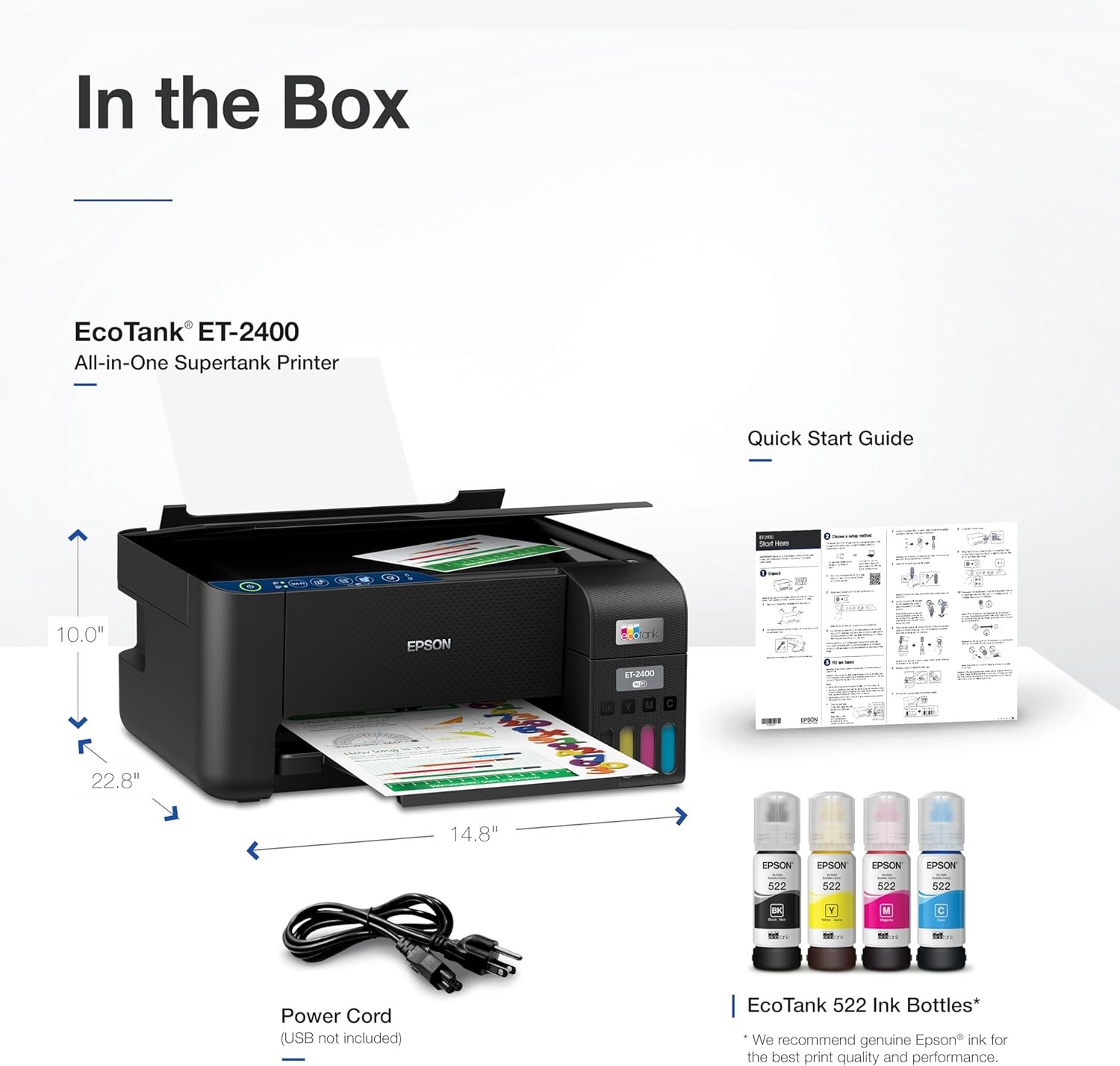 Epson EcoTank ET-2400 Wireless Color All-in-One Cartridge-Free Supertank Printer with Scan and Copy – Easy, Everyday Home Printing, Black 6 Epson EcoTank ET-2400 Wireless Color All-in-One Cartridge-Free Supertank Printer with Scan and Copy – Easy, Everyday Home Printing, Black - Image 6