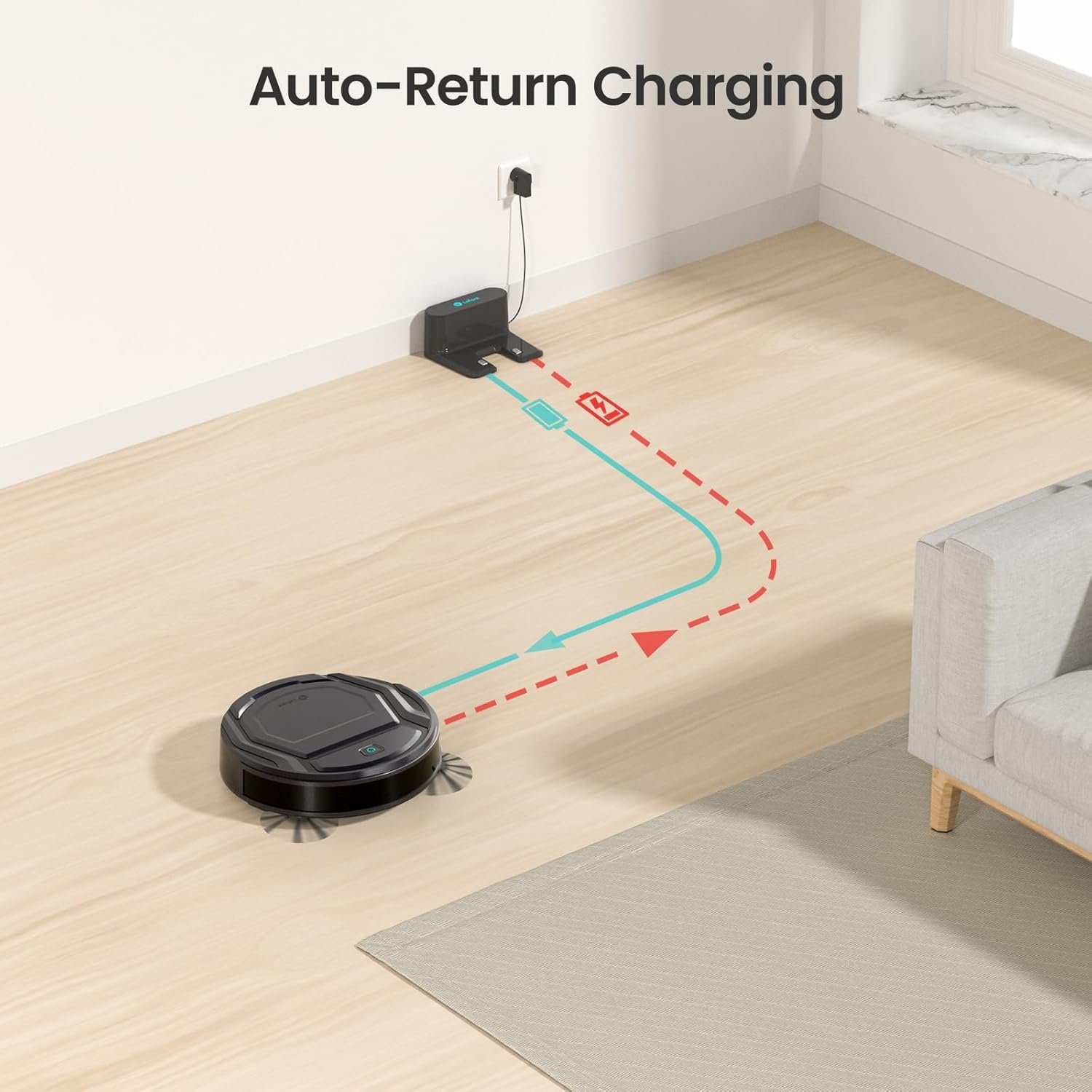 Lefant M210Pro Robot Vacuum Cleaner,Strong Suction,120 Mins Run Time,Wi-Fi Connected,Scheduled Cleaning,Compatible with Alexa,Slim Self-Charging Robotic Vacuum Cleaner for Home,Pet Hair,Hard Floors 8 Lefant M210Pro Robot Vacuum Cleaner,Strong Suction,120 Mins Run Time,Wi-Fi Connected,Scheduled Cleaning,Compatible with Alexa,Slim Self-Charging Robotic Vacuum Cleaner for Home,Pet Hair,Hard Floors - Image 8