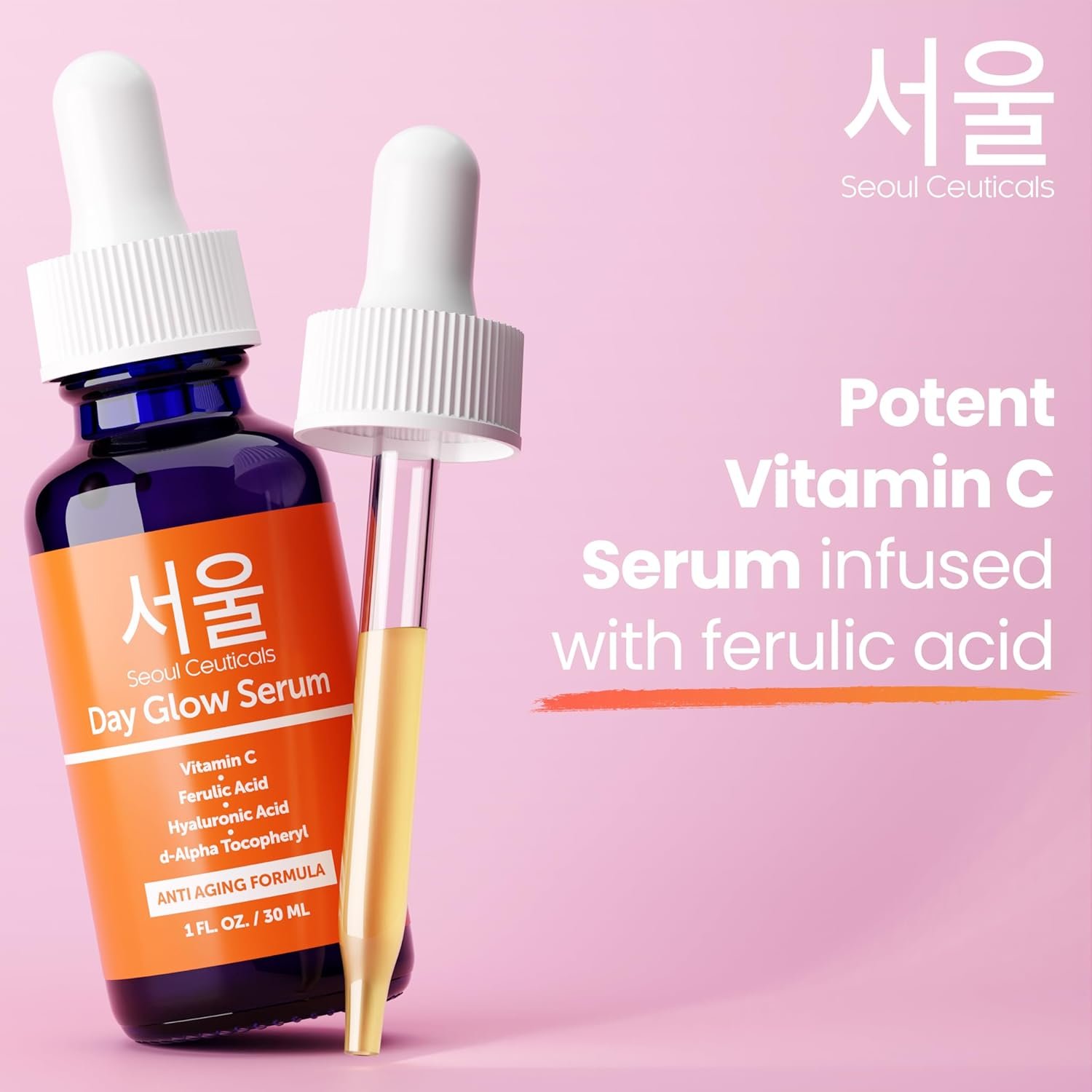 SeoulCeuticals Korean Skin Care 20% Vitamin C Hyaluronic Acid Serum + CE Ferulic Acid - Potent Anti Aging, Anti Wrinkle Korean Beauty 1oz 3 SeoulCeuticals Korean Skin Care 20% Vitamin C Hyaluronic Acid Serum + CE Ferulic Acid - Potent Anti Aging, Anti Wrinkle Korean Beauty 1oz - Image 3
