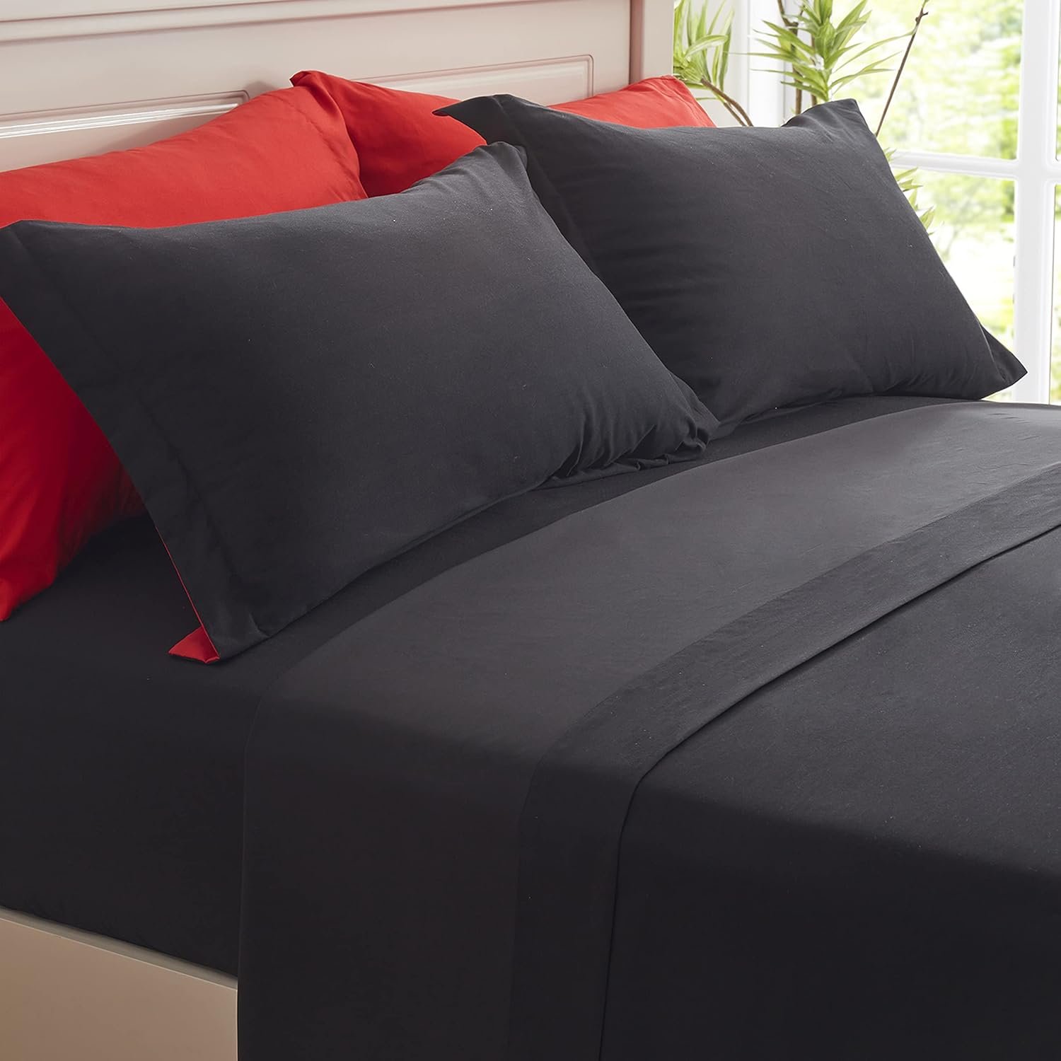 Anluoer Queen Comforter Set 7 Piece, Black Bed in a Bag with Sheets, Comforters Queen Size Bedding Sets with 1 Comforter , 2 Pillow Shams, 2 Pillowcases, 1 Flat Sheet ,1 Fitted Sheet 5 Anluoer Queen Comforter Set 7 Piece, Black Bed in a Bag with Sheets, Comforters Queen Size Bedding Sets with 1 Comforter , 2 Pillow Shams, 2 Pillowcases, 1 Flat Sheet ,1 Fitted Sheet - Image 5