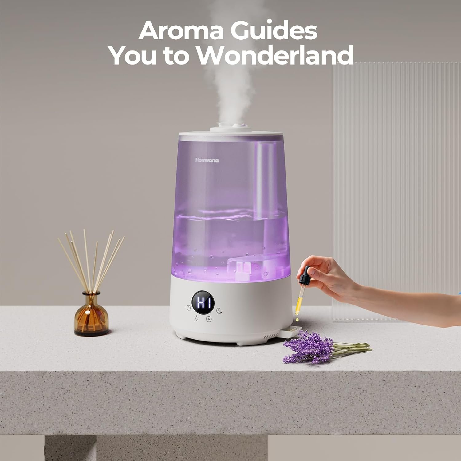 Homvana Humidifiers for Bedroom Home, 3.6 L Cool Mist Top-Fill 34H Super Long Time, Quiet 16dB, Baby Humidifier, Oil Diffuser for Large Room, Plants, Nursery, Office BPA FREE, 7 Color Light Ultrasonic 7 Homvana Humidifiers for Bedroom Home, 3.6 L Cool Mist Top-Fill 34H Super Long Time, Quiet 16dB, Baby Humidifier, Oil Diffuser for Large Room, Plants, Nursery, Office BPA FREE, 7 Color Light Ultrasonic - Image 7