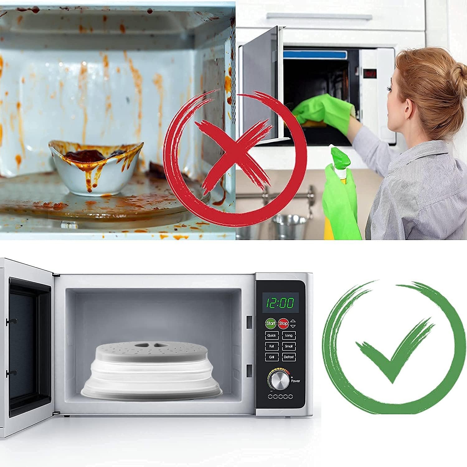 Thermoplastic Rubber Microwave Splatter Cover,Microwave Cover for Food Fruit Drainer,BPA-Free Dishwasher Safe 10.5 inch (GREY) 3 Thermoplastic Rubber Microwave Splatter Cover,Microwave Cover for Food Fruit Drainer,BPA-Free Dishwasher Safe 10.5 inch (GREY) - Image 3