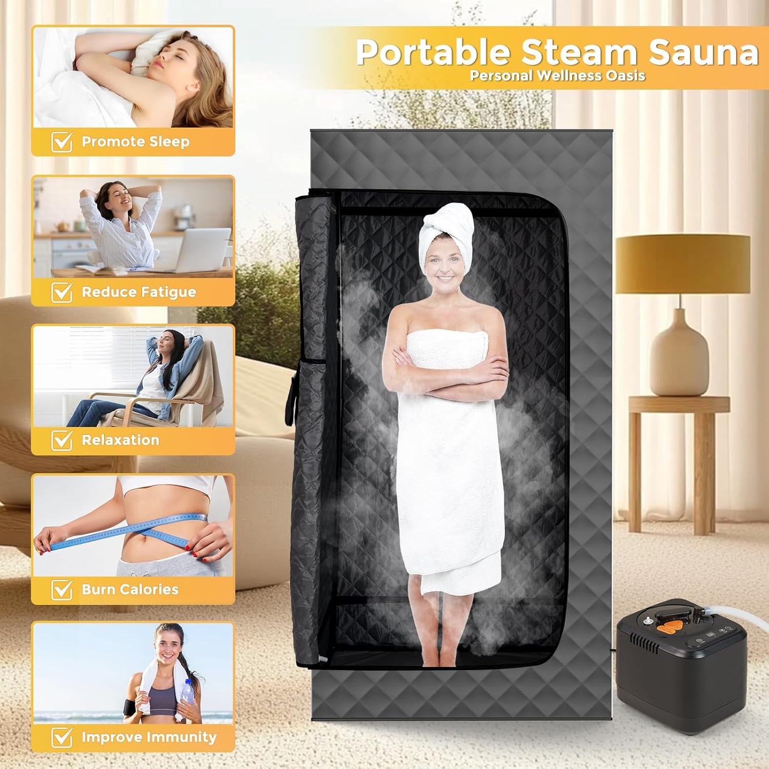 Sauna,Portable Sauna for Home,Personal Steam Sauna Box,Indoor Sauna Tent with 3L Steamer,Steam Room at Home,Plus Size 2 Sauna,Portable Sauna for Home,Personal Steam Sauna Box,Indoor Sauna Tent with 3L Steamer,Steam Room at Home,Plus Size - Image 2