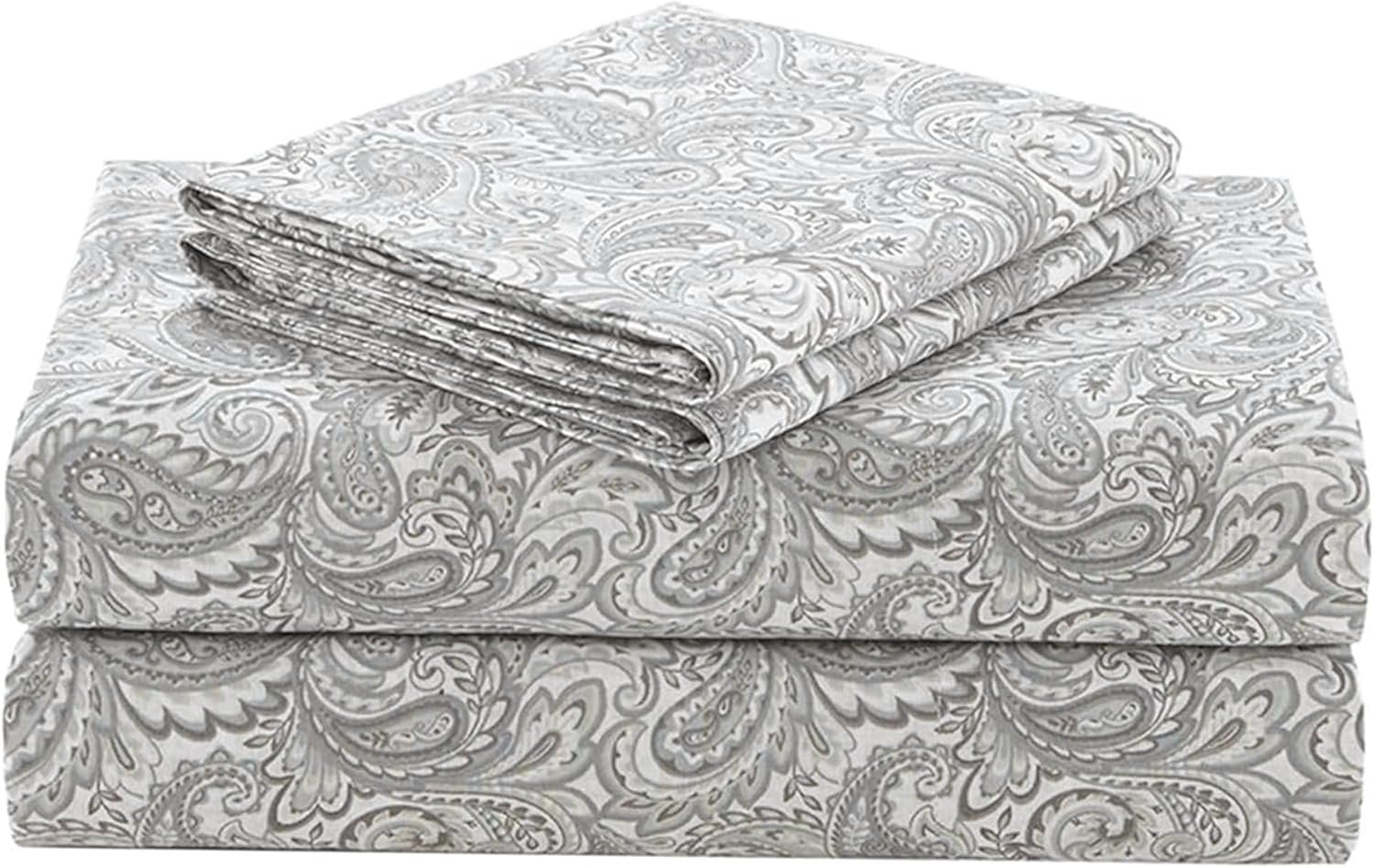 Comfort Spaces 100% Cotton Sheet Set Breathable, Lightweight, Soft with 14" Elastic Pocket Fits up to 16" Mattress, All Season Cozy Bedding, Matching Pillow Case, Full Paisley Multi 4 Piece
