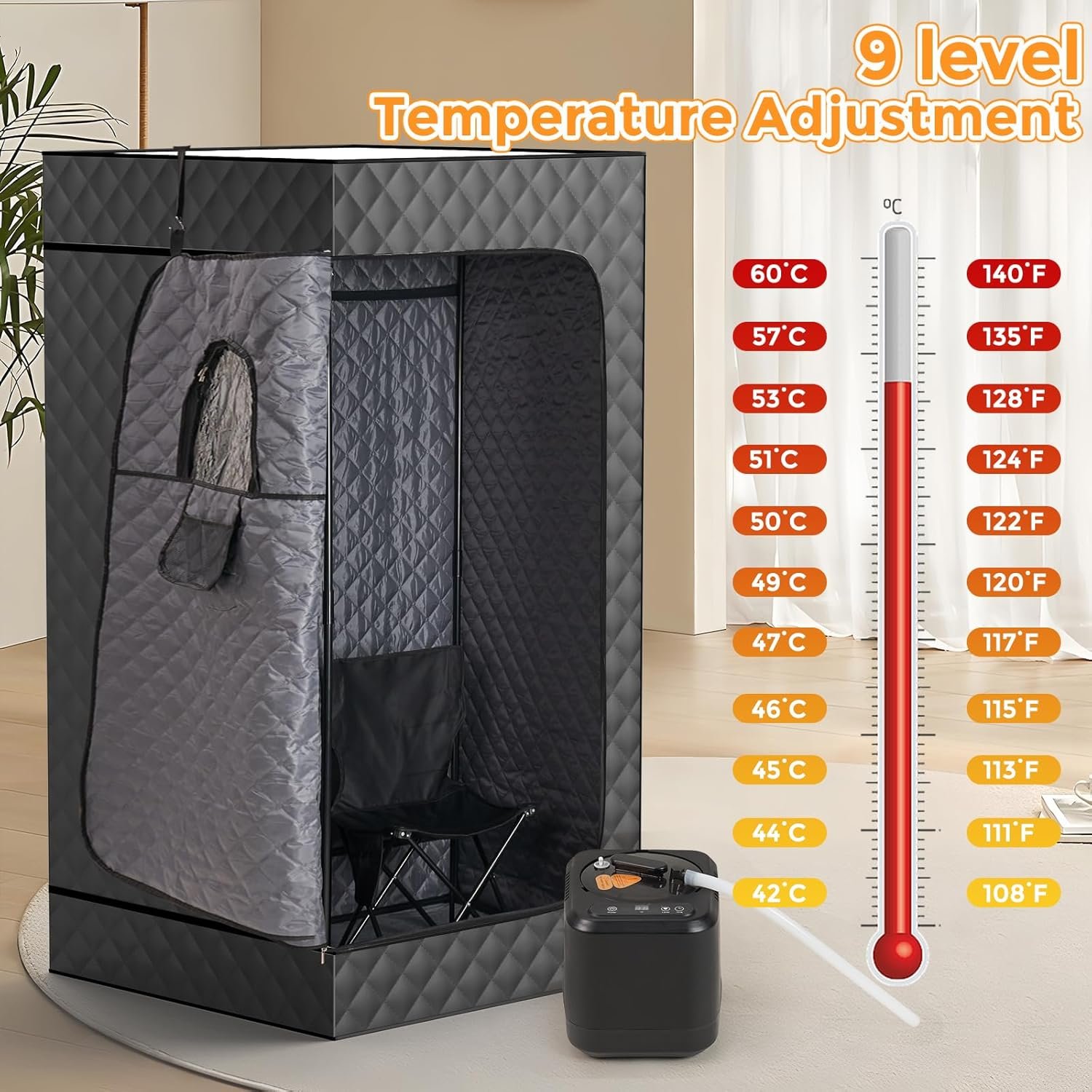 Sauna,Portable Sauna for Home,Personal Steam Sauna Box,Indoor Sauna Tent with 3L Steamer,Steam Room at Home,Plus Size 5 Sauna,Portable Sauna for Home,Personal Steam Sauna Box,Indoor Sauna Tent with 3L Steamer,Steam Room at Home,Plus Size - Image 5
