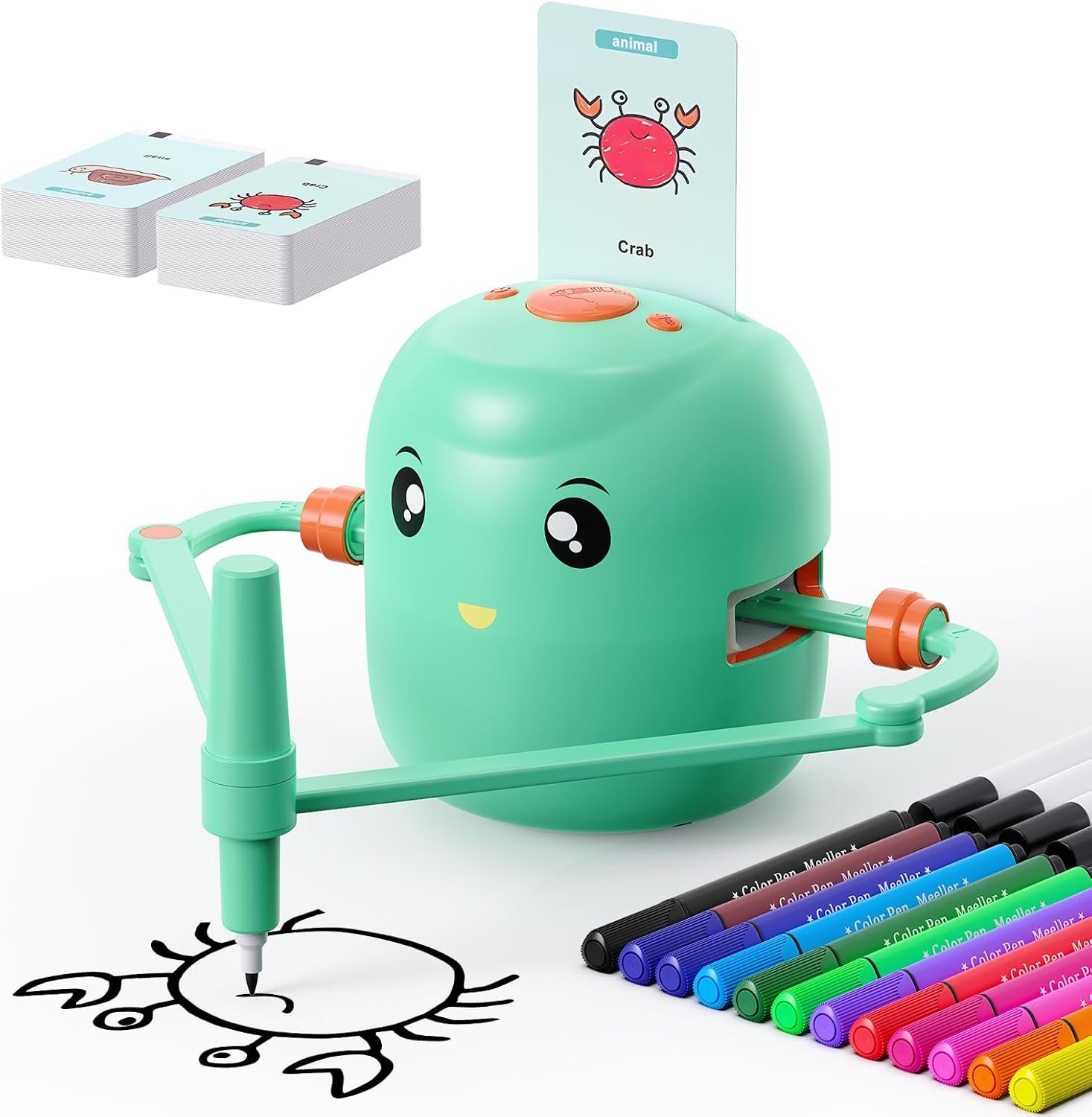 Smart Drawing Robot for Kids,Montessori Educational Painting Toy for 5+ with Voice Interaction&16 Color Pens,Magic Drawing Robot with 100 Learning Word Cards,Ideal Gift for 5+ Year Old Boys Girls