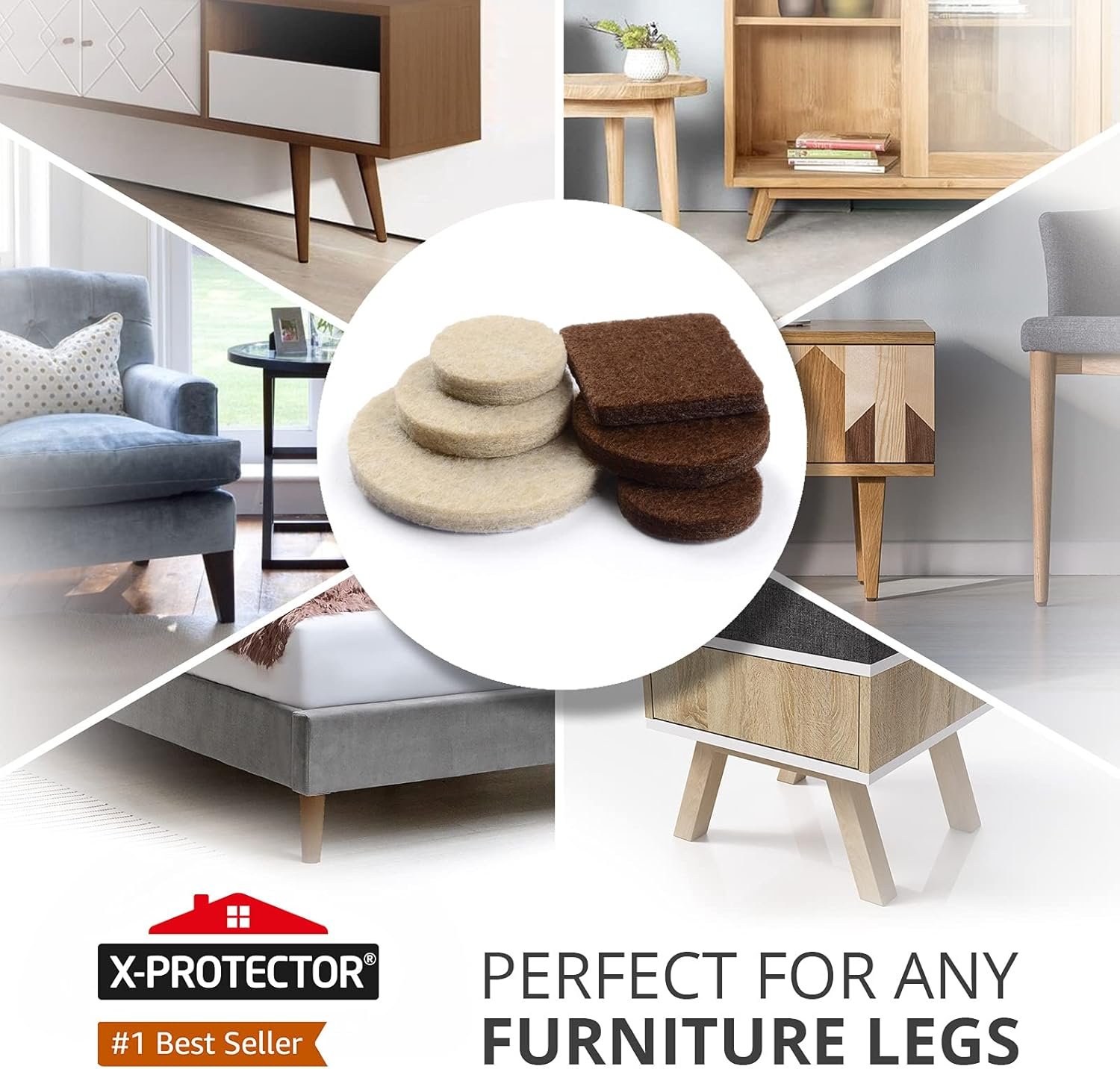 Felt Furniture Pads X-PROTECTOR 133 PCS Premium Furniture Pads - Felt Pads Furniture Feet Best Wood Floor Protectors - Protect Your Hardwood & Laminate Flooring! Brown and Beige 2 Felt Furniture Pads X-PROTECTOR 133 PCS Premium Furniture Pads - Felt Pads Furniture Feet Best Wood Floor Protectors - Protect Your Hardwood & Laminate Flooring! Brown and Beige - Image 2