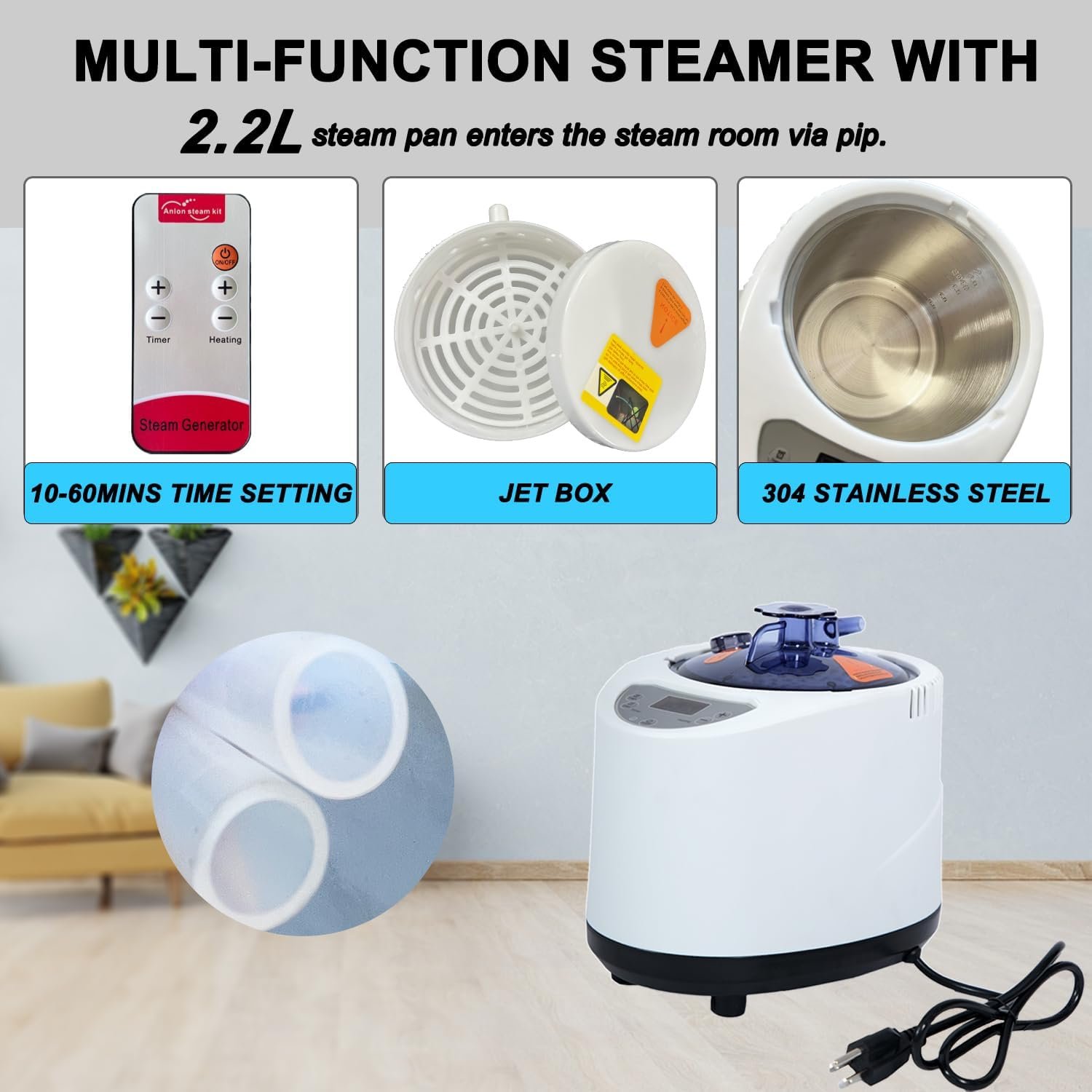Foldable Portable Steam Sauna, Personal Sauna Tent for Home SPA with 1000w 2.2L Steamer, Folding Chair, Remote Control, Gray 4 Foldable Portable Steam Sauna, Personal Sauna Tent for Home SPA with 1000w 2.2L Steamer, Folding Chair, Remote Control, Gray - Image 4