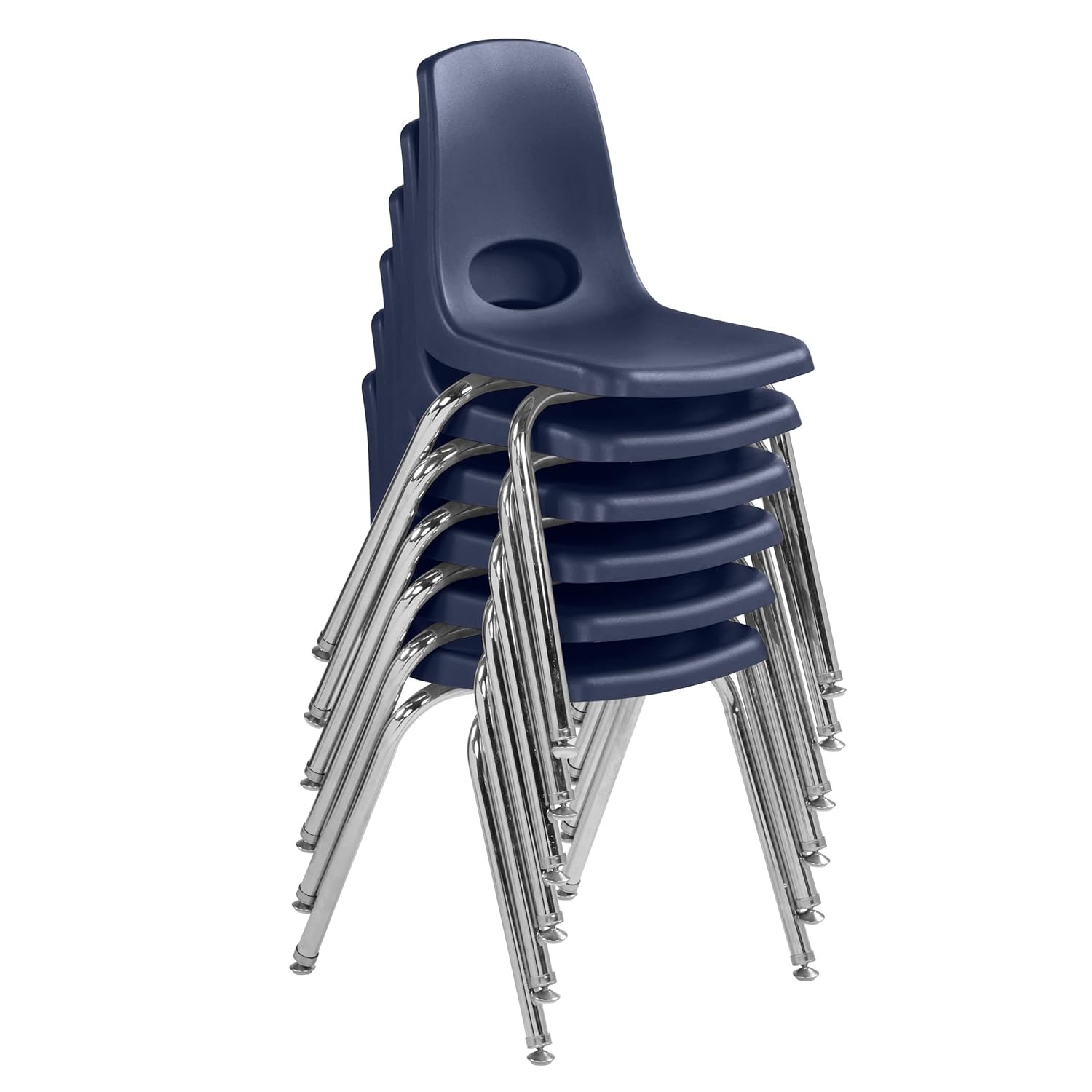 Factory Direct Partners 10368-NV 16" School Stack Chair, Stacking Student Seat with Chromed Steel Legs and Nylon Swivel Glides for in-Home Learning or Classroom - Navy (6-Pack) 9 Factory Direct Partners 10368-NV 16" School Stack Chair, Stacking Student Seat with Chromed Steel Legs and Nylon Swivel Glides for in-Home Learning or Classroom - Navy (6-Pack) - Image 9