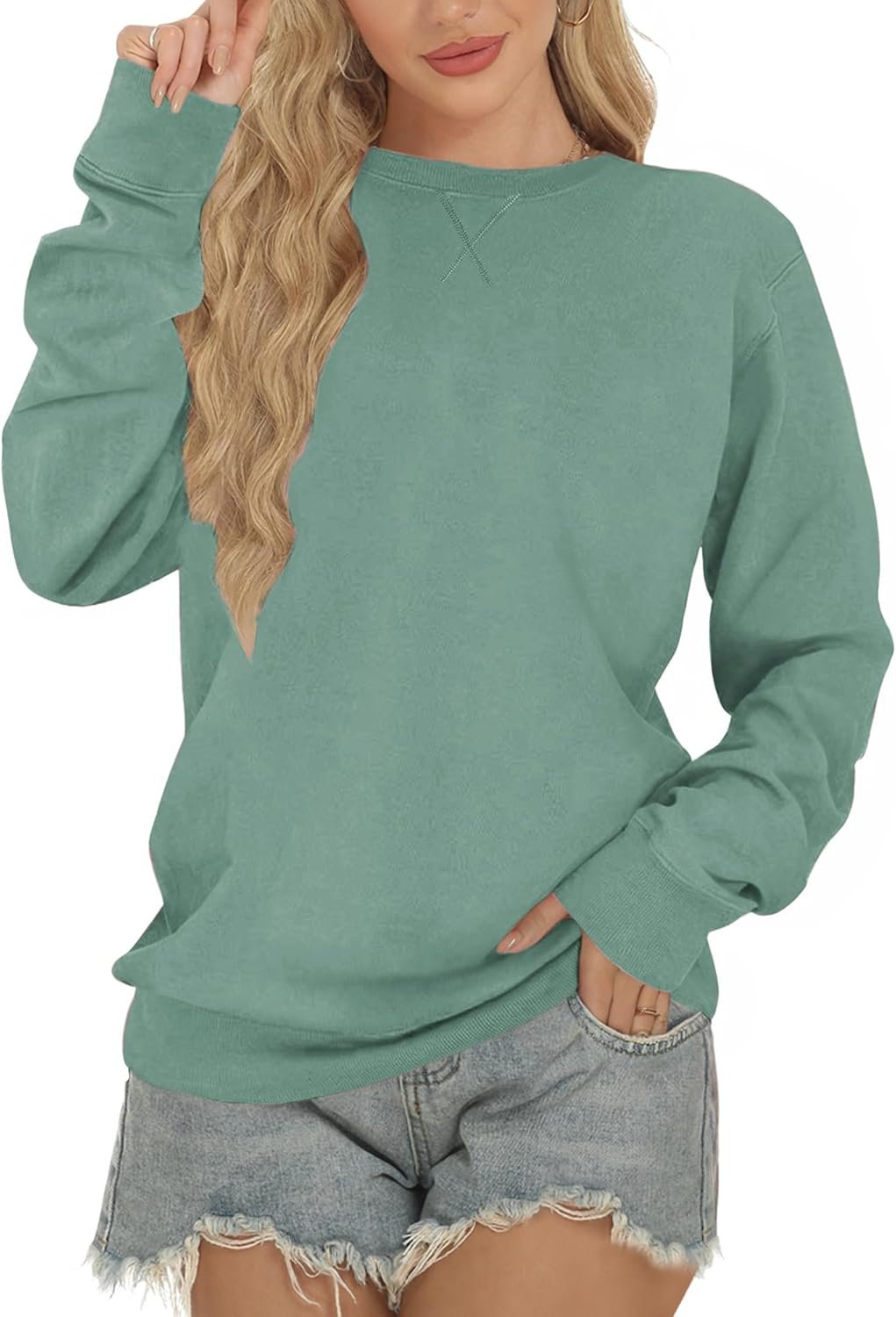 Sweatshirt for Women, Casual Crewneck Sweatshirts Women Loose Fit Long Sleeve Pullover Tops Cute Soft Shirt