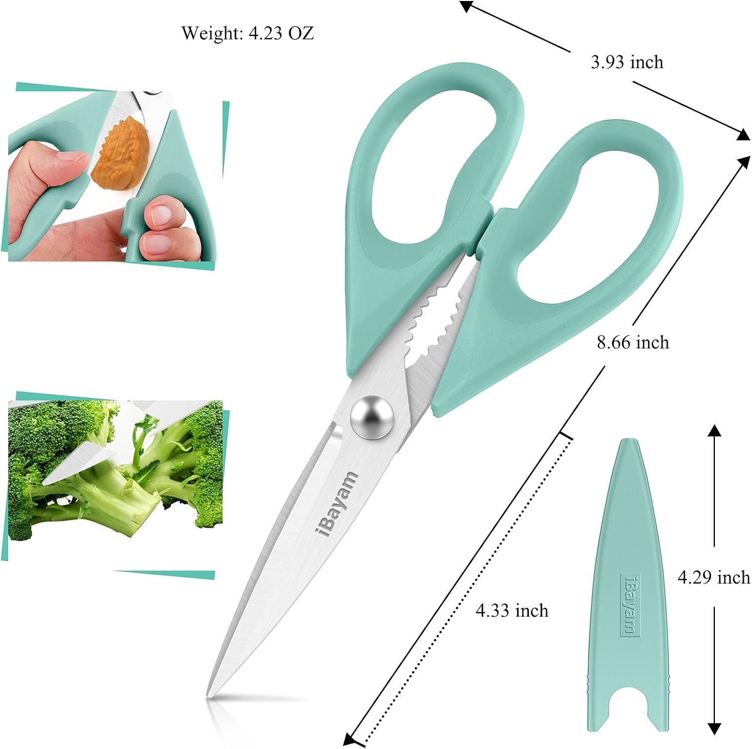 Kitchen Shears, iBayam Kitchen Scissors All Purpose Heavy Duty Meat Poultry Shears, Dishwasher Safe Food Cooking Stainless Steel Utility Scissors, Home Apartment Essentials, 2-Pack, Black, Aqua Sky 3 Kitchen Shears, iBayam Kitchen Scissors All Purpose Heavy Duty Meat Poultry Shears, Dishwasher Safe Food Cooking Stainless Steel Utility Scissors, Home Apartment Essentials, 2-Pack, Black, Aqua Sky - Image 3