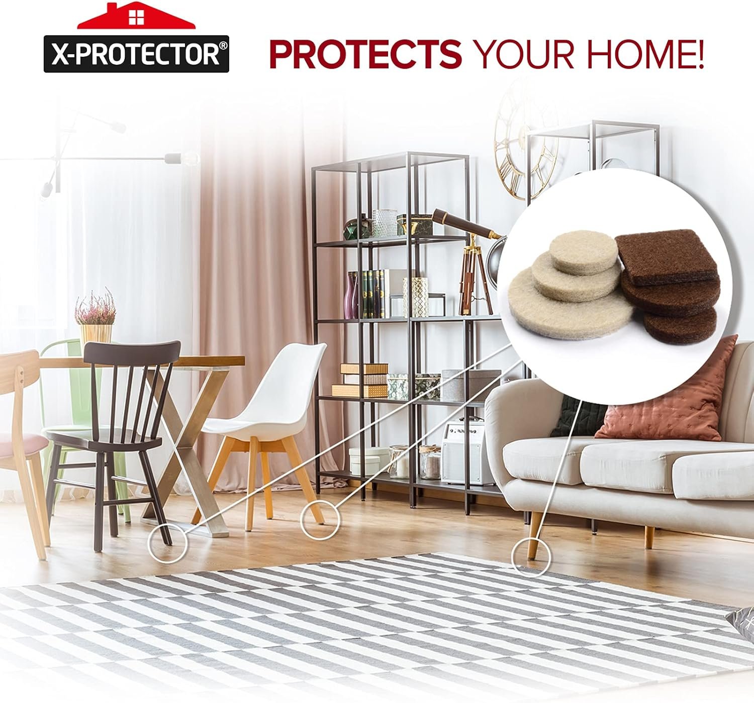 Felt Furniture Pads X-PROTECTOR 133 PCS Premium Furniture Pads - Felt Pads Furniture Feet Best Wood Floor Protectors - Protect Your Hardwood & Laminate Flooring! Brown and Beige 6 Felt Furniture Pads X-PROTECTOR 133 PCS Premium Furniture Pads - Felt Pads Furniture Feet Best Wood Floor Protectors - Protect Your Hardwood & Laminate Flooring! Brown and Beige - Image 6