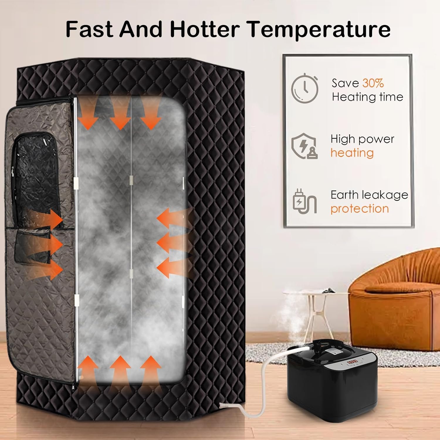 PEEKO Portable Sauna for Home,Full Size Personal Pentagon Sauna Tent Sauna Box with 4L Capacity 1500w Steamer,Foldable Chair with Side Pocket,Customized Pentagon Sweat Mat, Remote Controller 6 PEEKO Portable Sauna for Home,Full Size Personal Pentagon Sauna Tent Sauna Box with 4L Capacity 1500w Steamer,Foldable Chair with Side Pocket,Customized Pentagon Sweat Mat, Remote Controller - Image 6
