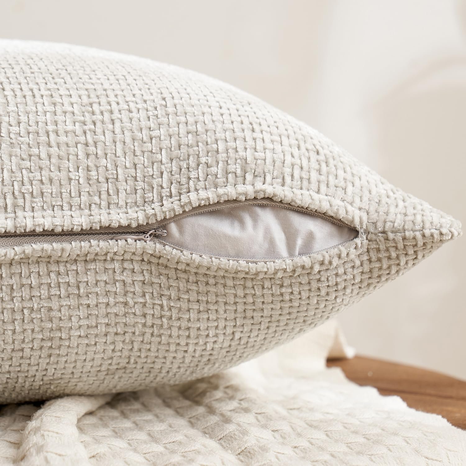 MIULEE Pack of 4 Couch Throw Pillow Covers 18x18 Inch Neutral Soft Decorative Chenille Pillow Covers Farmhouse Boho Cushion Covers for Mid Century Modern Home Decor Sofa Bedroom Living Room 6 MIULEE Pack of 4 Couch Throw Pillow Covers 18x18 Inch Neutral Soft Decorative Chenille Pillow Covers Farmhouse Boho Cushion Covers for Mid Century Modern Home Decor Sofa Bedroom Living Room - Image 6