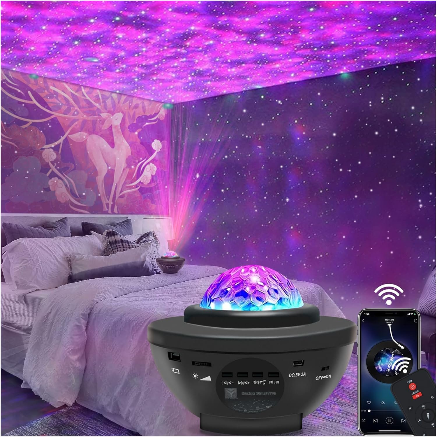 Star Projector Galaxy Light Projector with Remote & Bluetooth Speaker, Multiple Colors Dynamic Projections Night Light Projector for Kids Adults Bedroom, Space Lights for Bedroom Decor Aesthetic