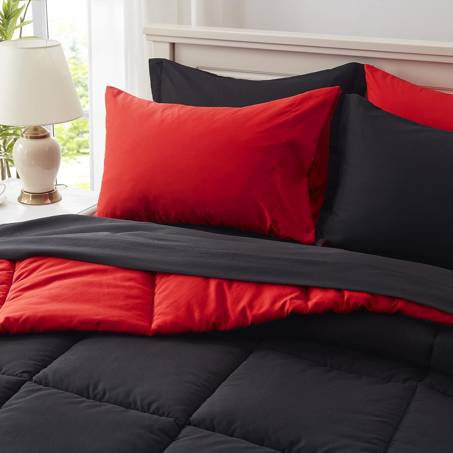 Anluoer Queen Comforter Set 7 Piece, Black Bed in a Bag with Sheets, Comforters Queen Size Bedding Sets with 1 Comforter , 2 Pillow Shams, 2 Pillowcases, 1 Flat Sheet ,1 Fitted Sheet 4 Anluoer Queen Comforter Set 7 Piece, Black Bed in a Bag with Sheets, Comforters Queen Size Bedding Sets with 1 Comforter , 2 Pillow Shams, 2 Pillowcases, 1 Flat Sheet ,1 Fitted Sheet - Image 4